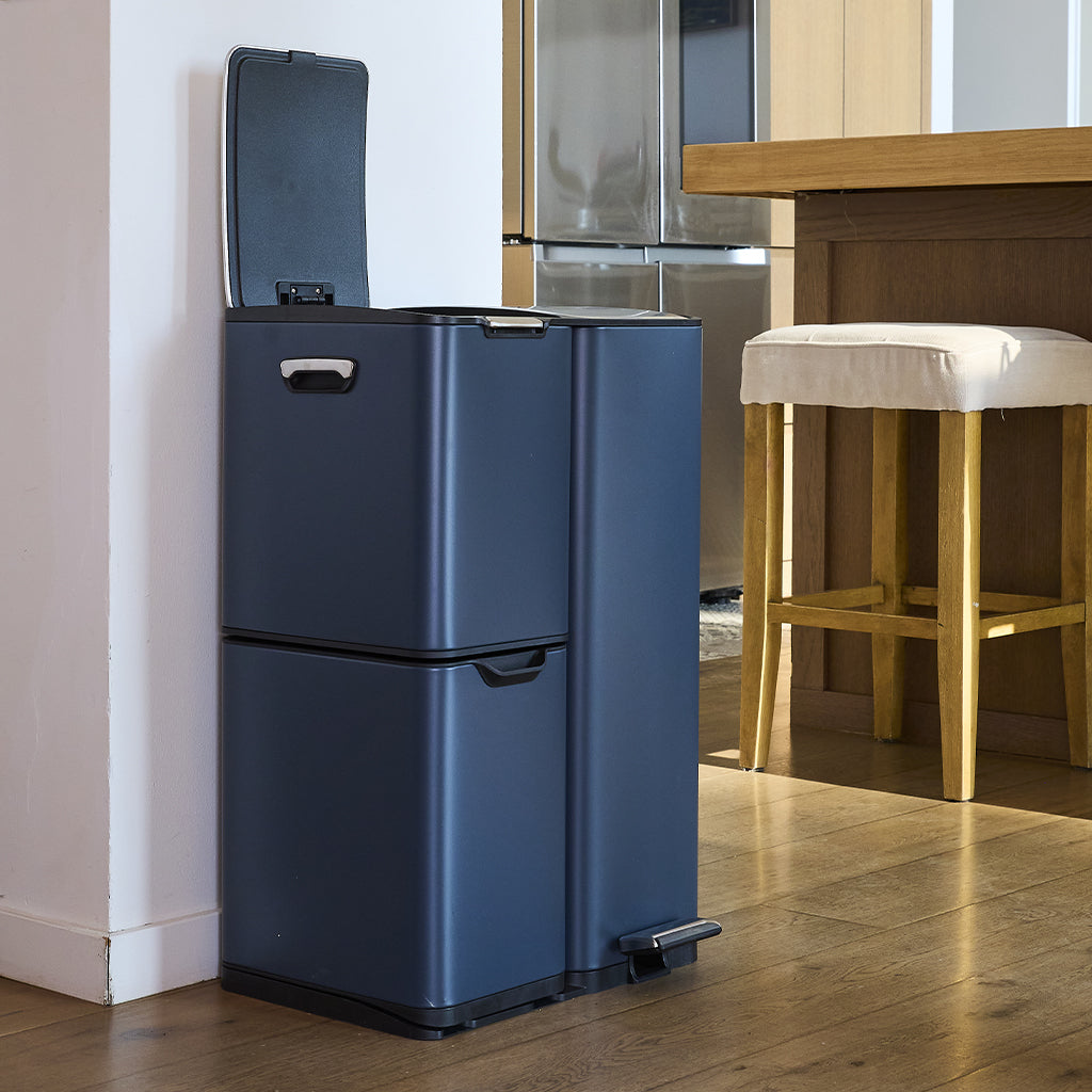 Red Deco Haja poubelle tri 60L inox gris 13+17+30L pédale