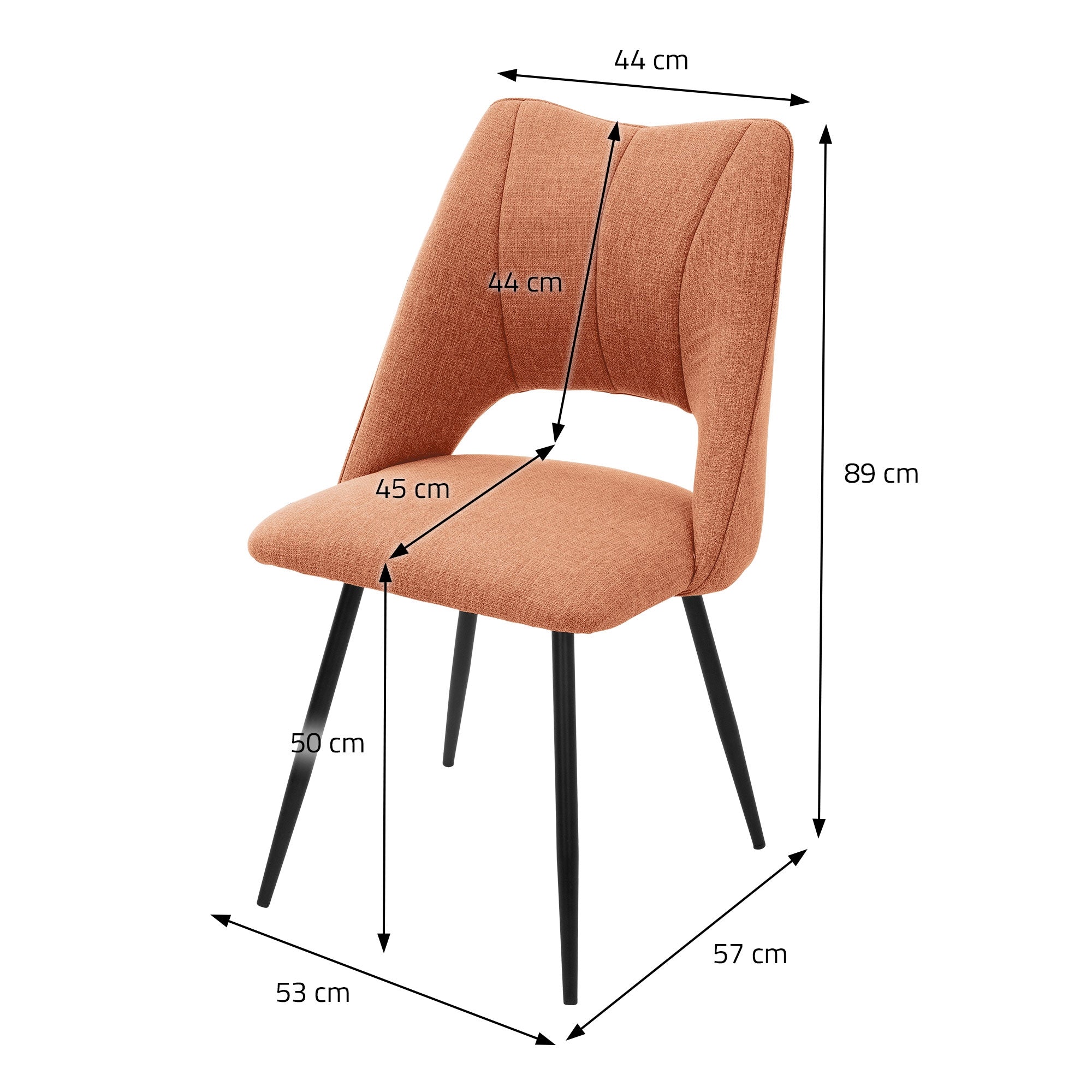 ECD Germany Möbel chaise cuisine orange lot 6 rembourrée