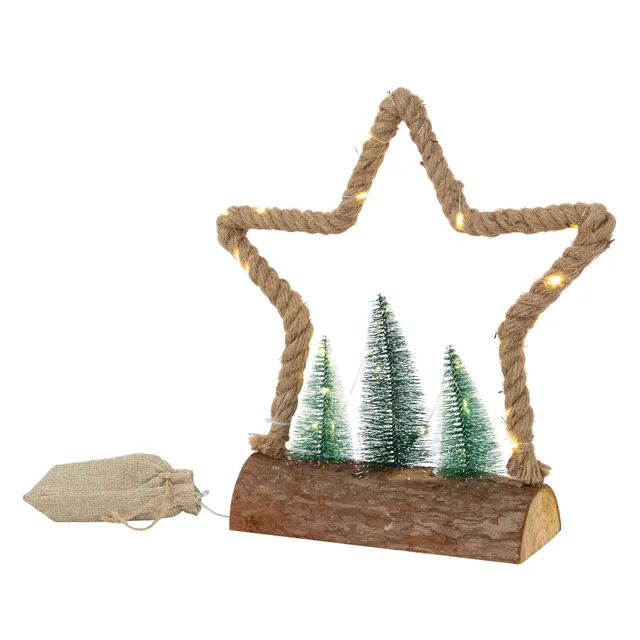 ECD Germany étoile lumineuse LED jute 30 cm blanc chaud
