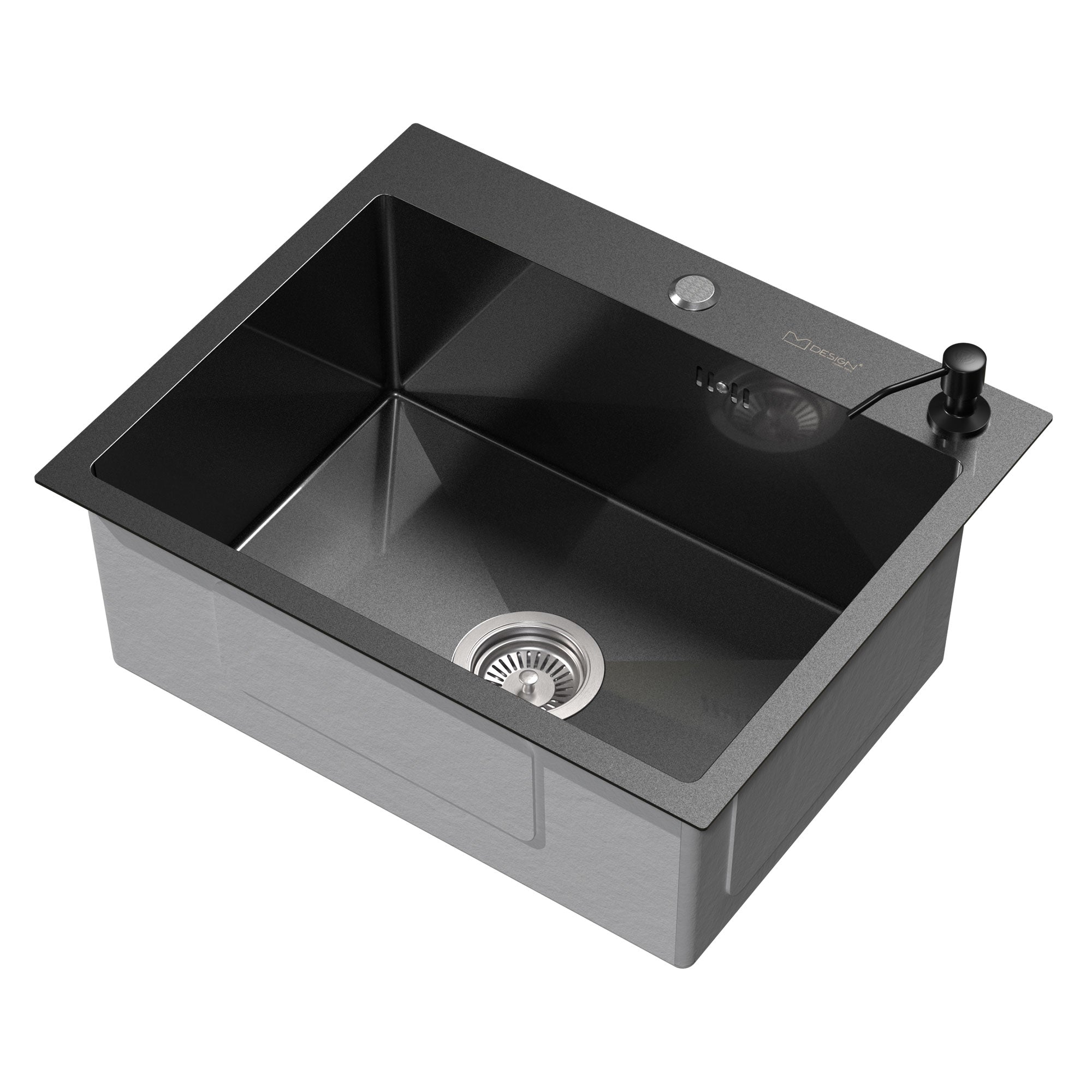 ECD Germany Sanitär évier cuisine inox anthracite 55x45 avec bonde