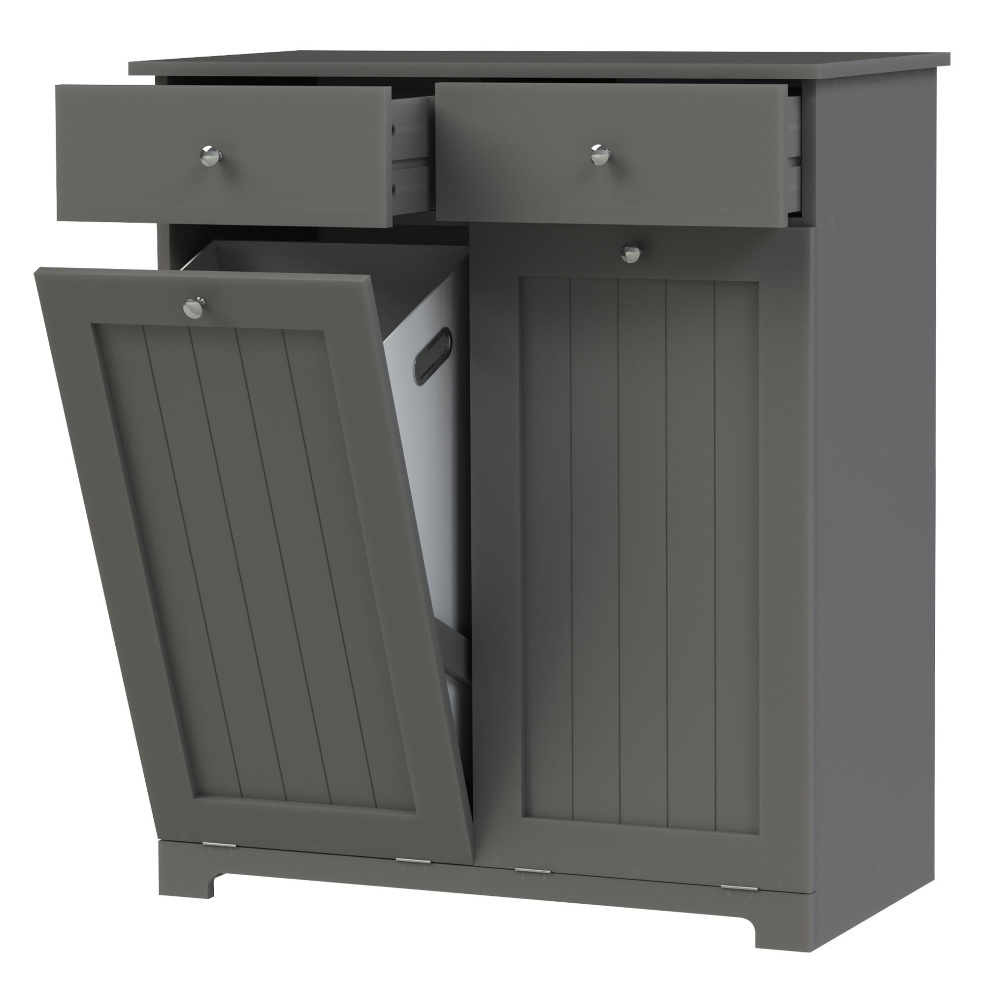 ECD Germany Möbel armoire à linge grise 75x37x90 cm 2 paniers