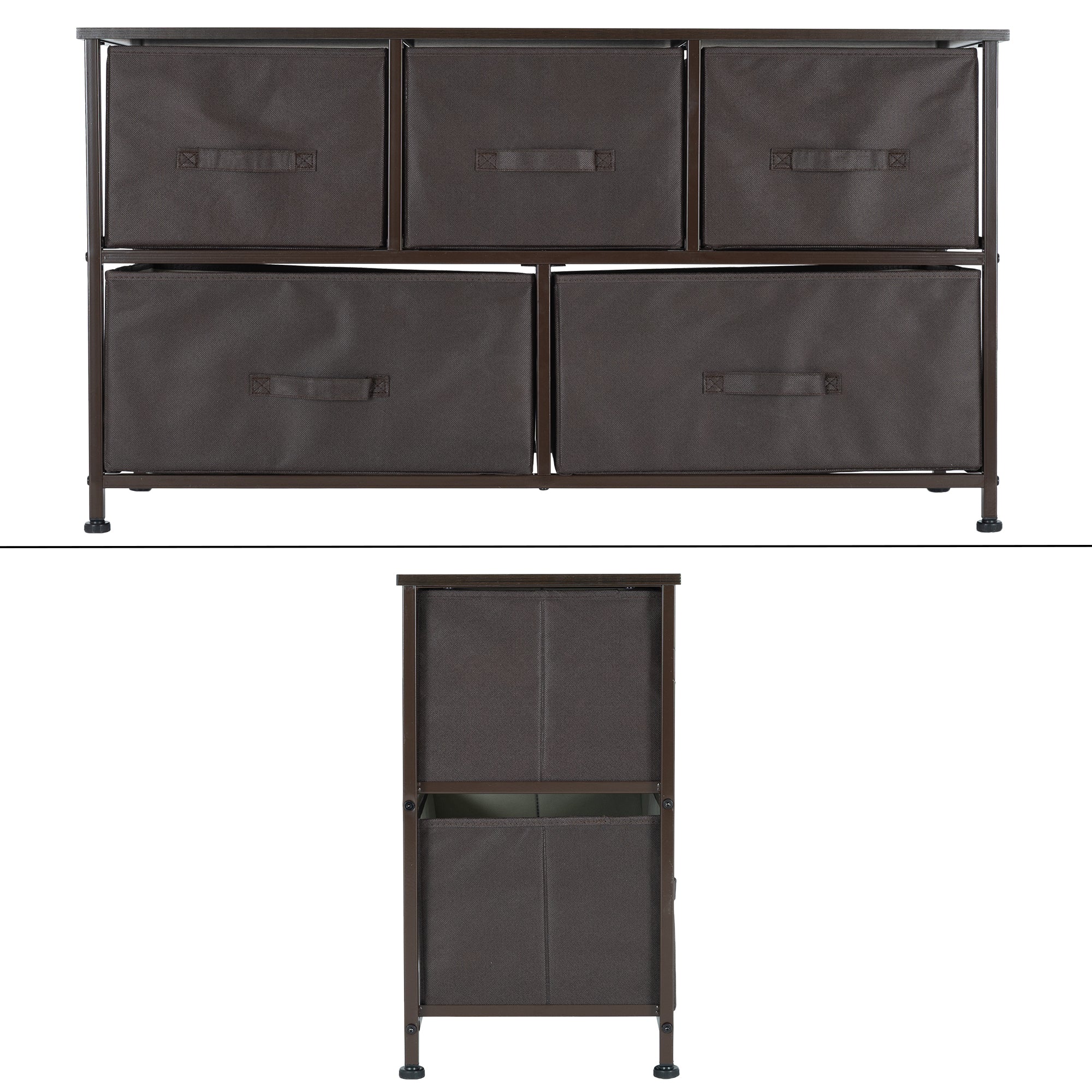ECD Germany Möbel commode 5 tiroirs marron 100x30x54,5 cm