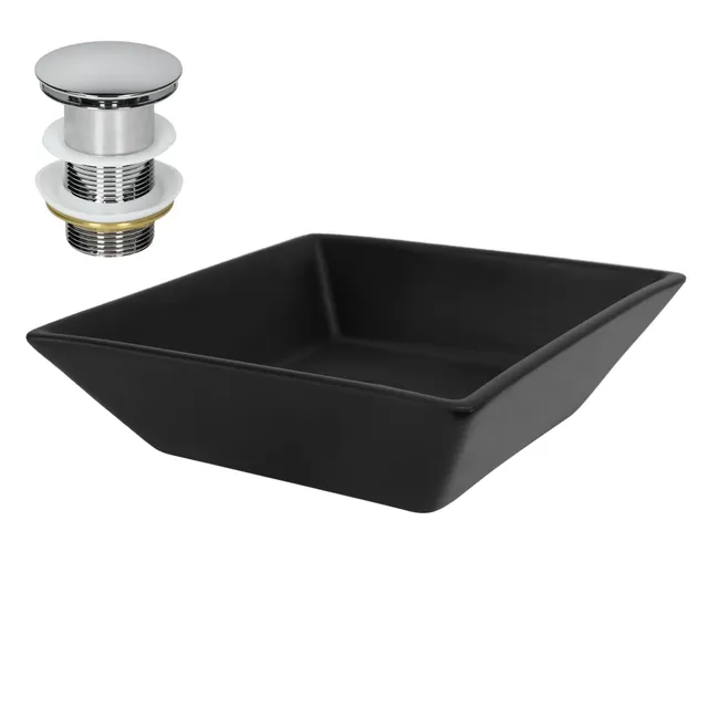 ECD Germany Sanitär vasque à poser noire 41 cm céramique + bonde