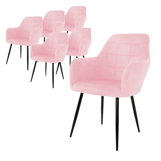 ECD Germany Möbel chaise salle à manger rose velours lot 6 accoudoirs