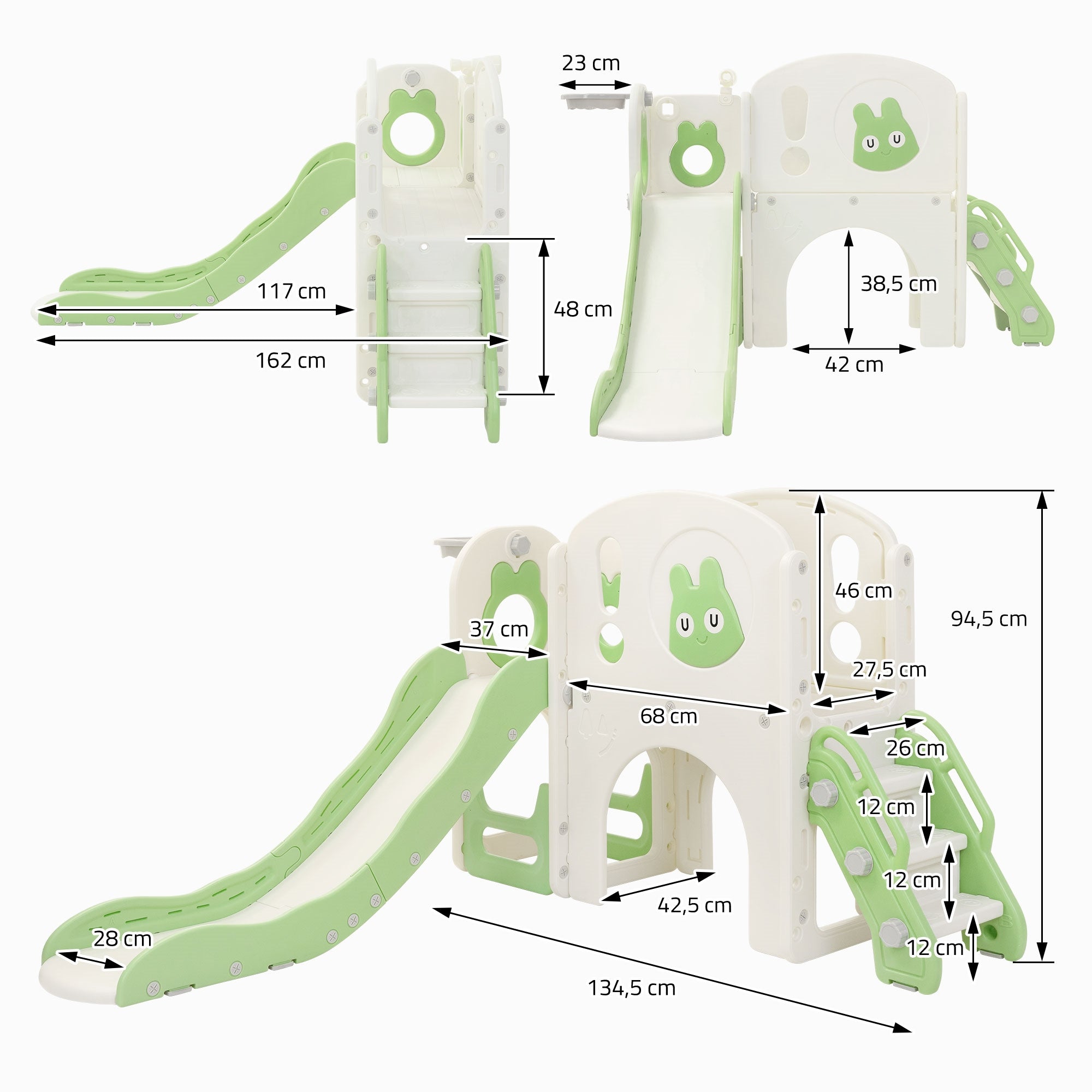 ECD Germany Kinder JOYZ Tour de jeu 5en1 toboggan vert clair