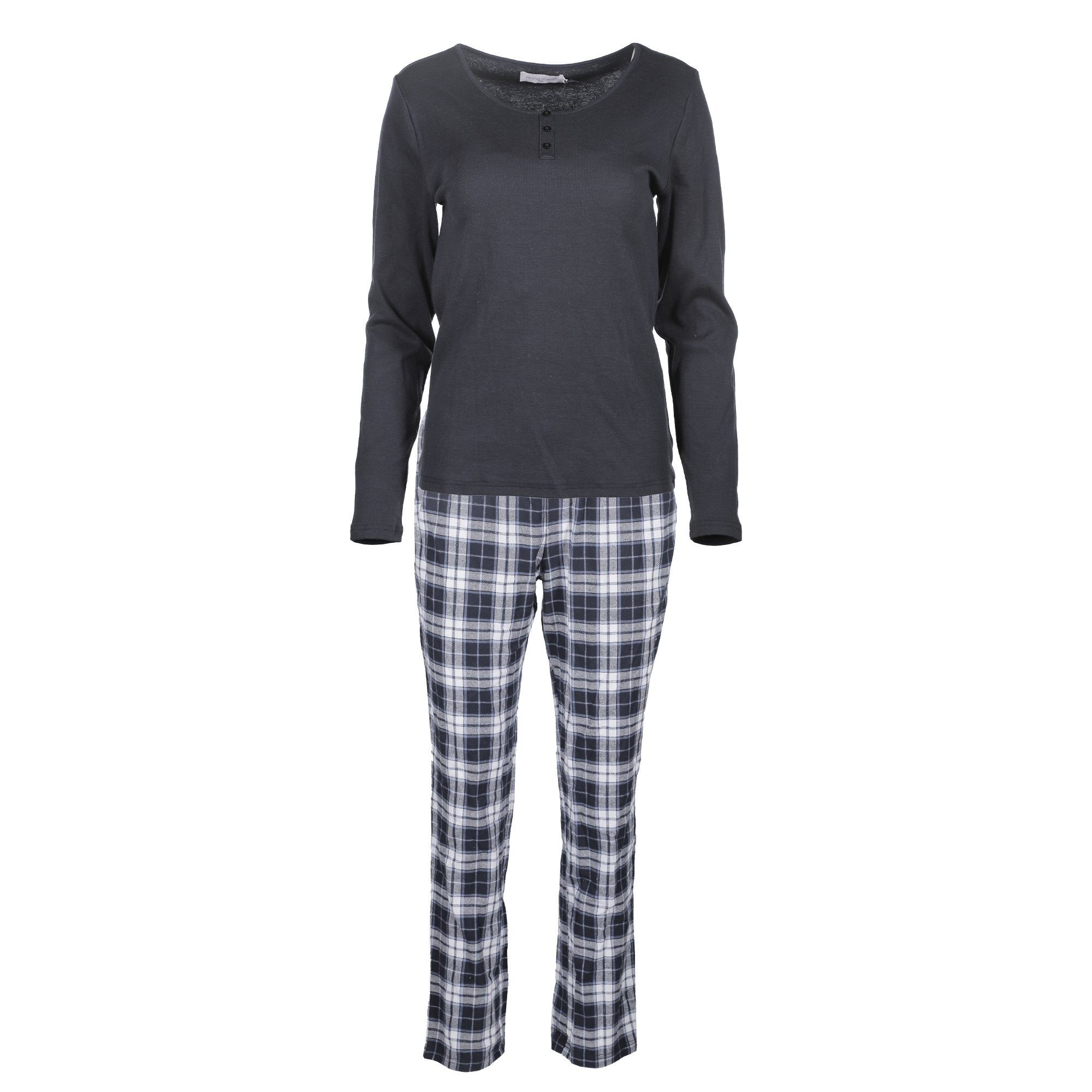 Stokomani Mode Pyjama long jersey carreaux Bleu foncé