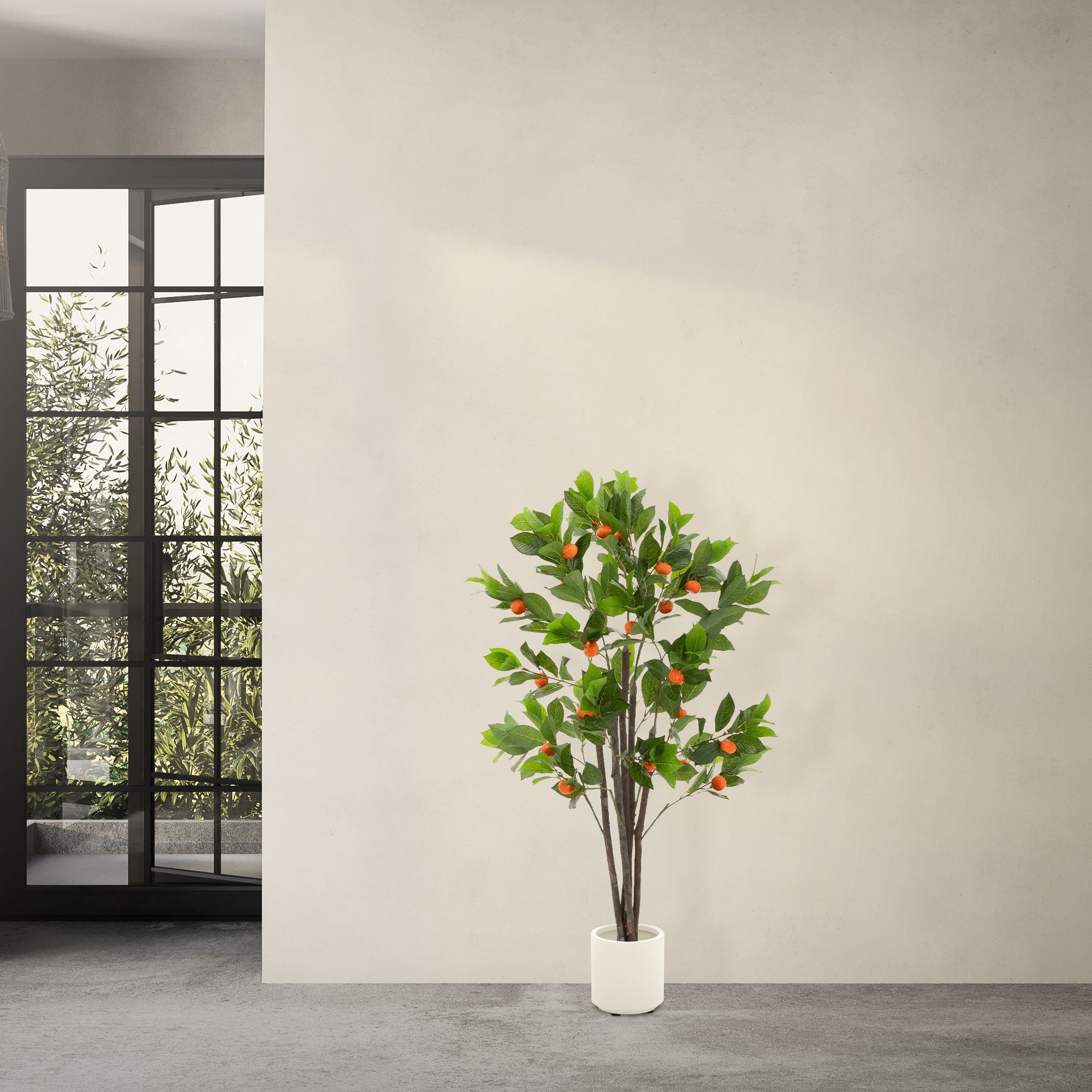ECD Germany Haus Oranger artificiel 130 cm avec fruits et pot