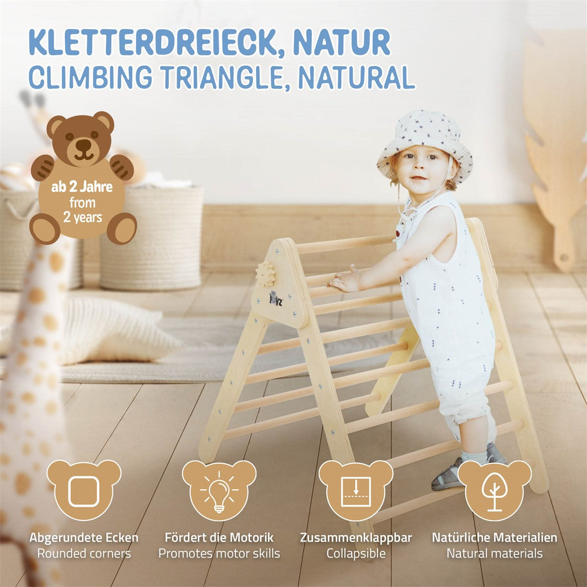 ECD Germany Kinder Joyz triangle motricité bois naturel 73 cm