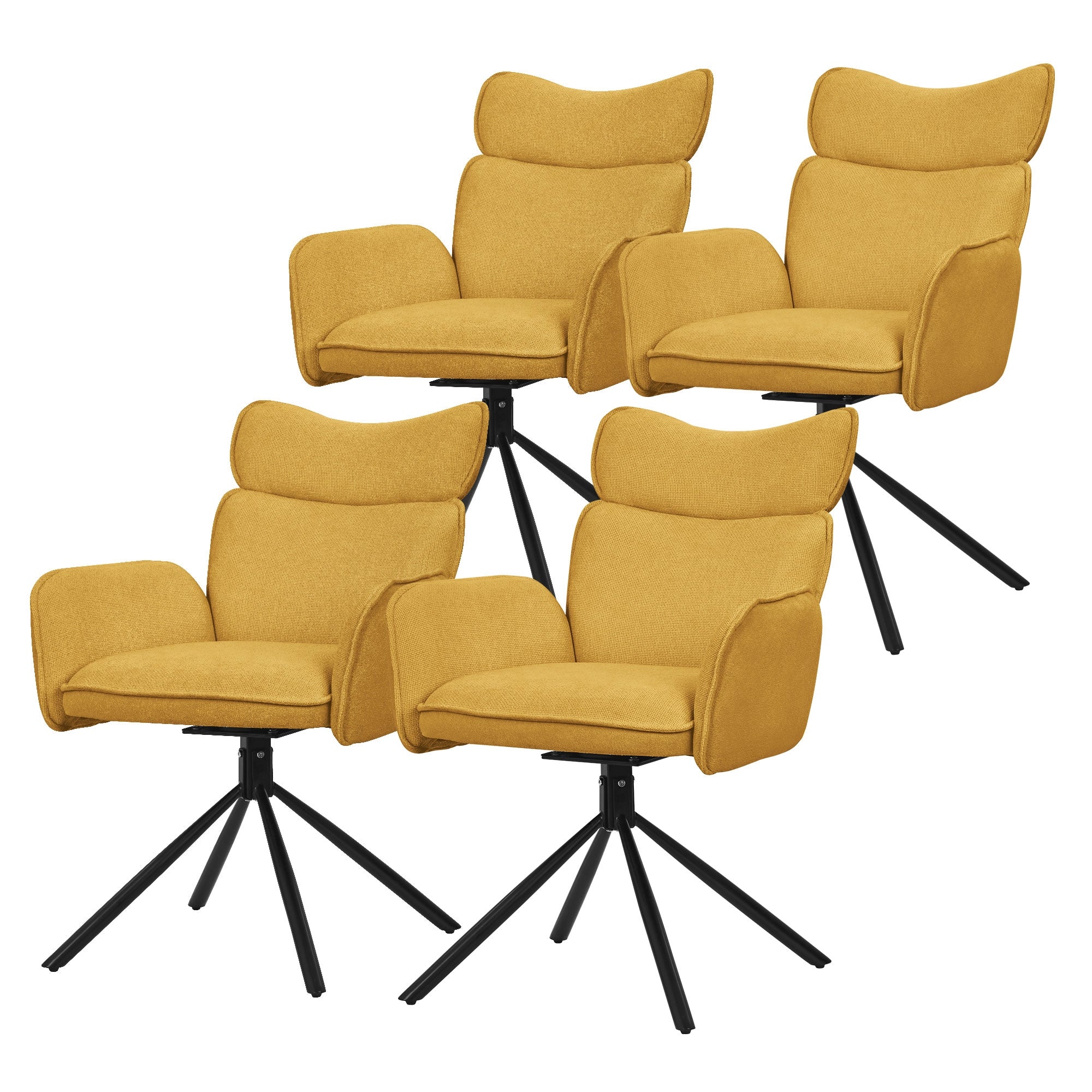 ML-Design Chaise Salle à Manger Pivotante Moutarde Lot 4 Tissu