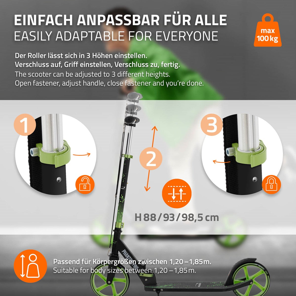 ECD Germany Sport Freizeit Cityroller trottinette vert pliable XXL