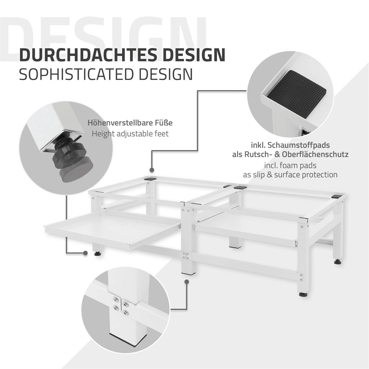 ECD Germany rehausseur lave-linge double acier noir 122x53,5x37