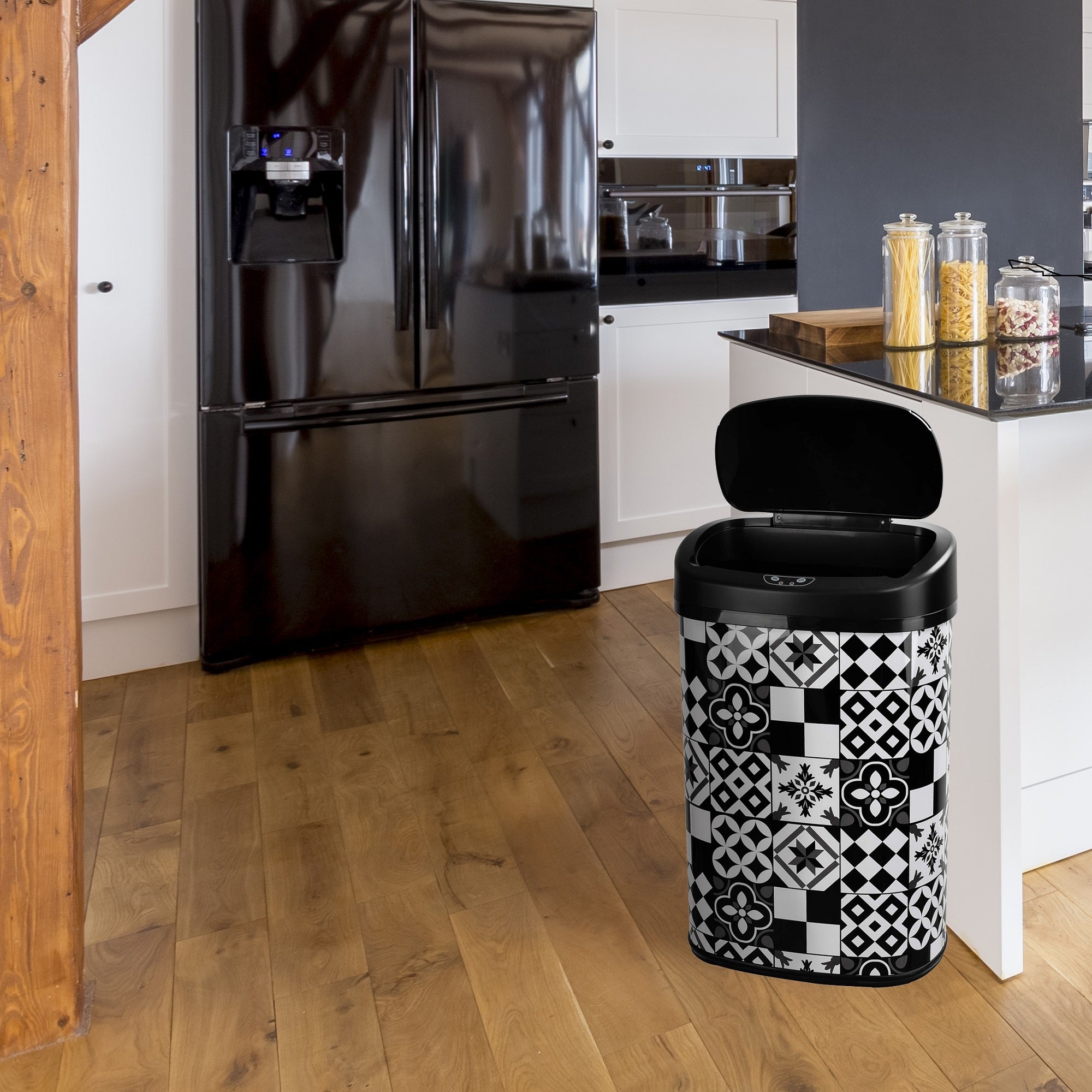 Red Deco Majestic poubelle cuisine auto 58L noir carreaux