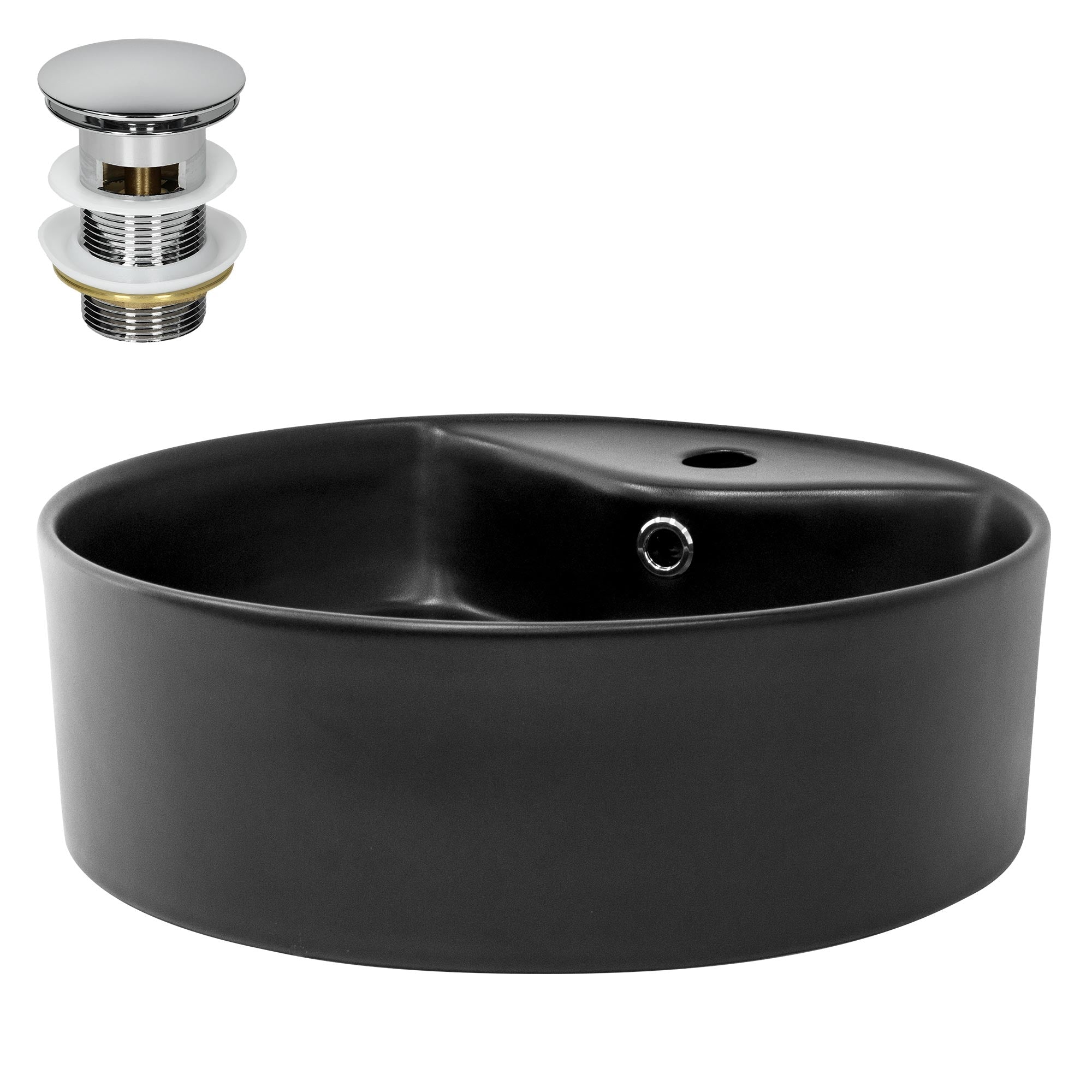 LuxeBath Vasque ronde céramique Ø46 cm blanc trop-plein