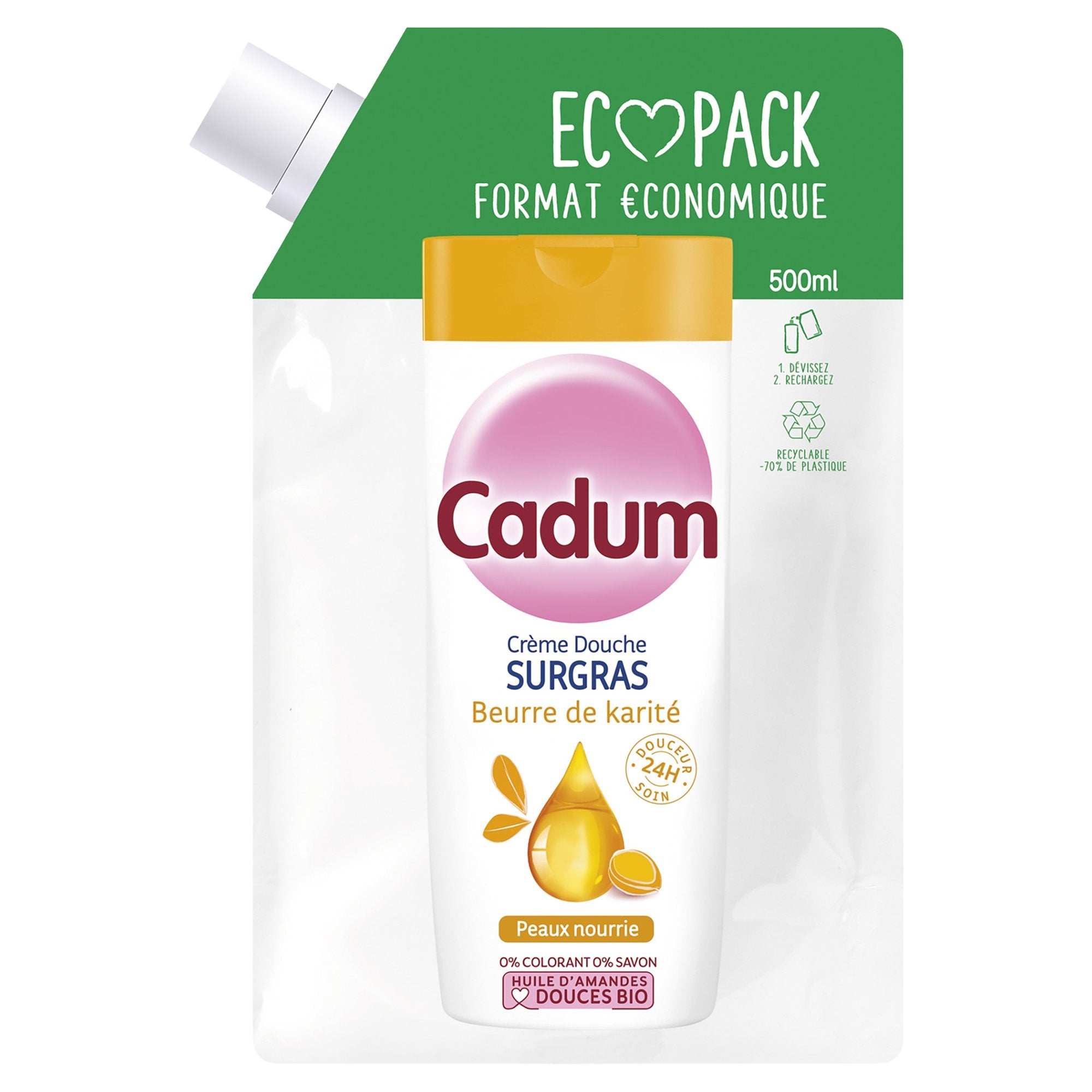 Cadum Surgras recharge écopack gel douche beurre de karité