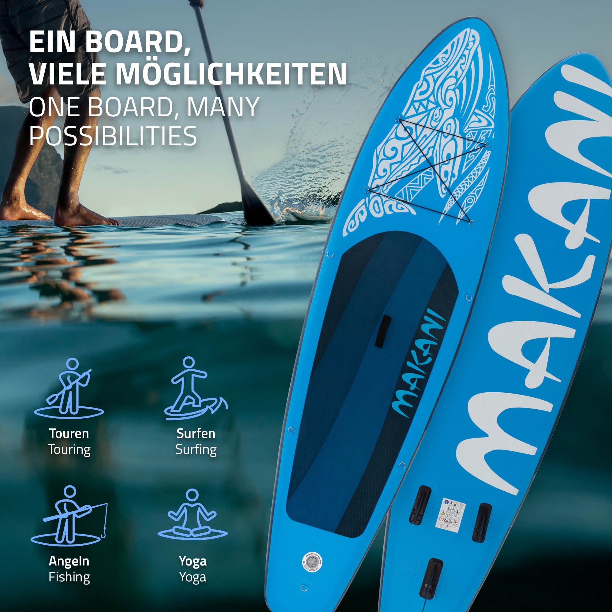 ECD Germany Makani 320 Planche Paddle Gonflable Bleu + Pompe