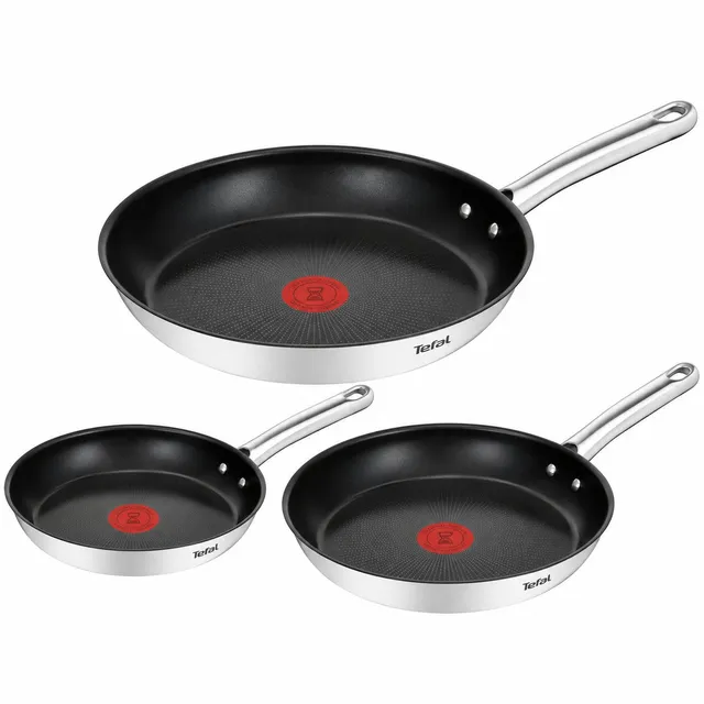 Tefal Duetto poêles inox 20 24 28 cm lot 3 induction