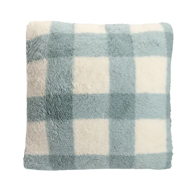 Coussin Sherpa à Carreaux 40x40cm Déco Canapé