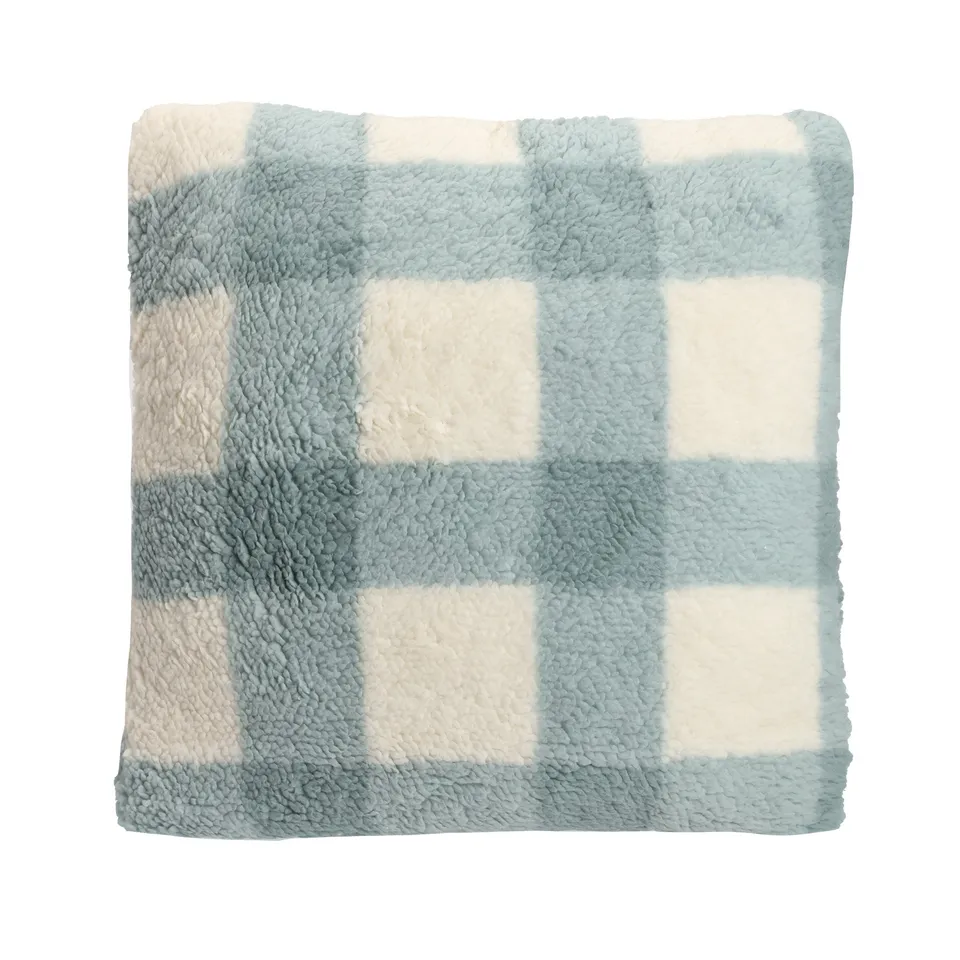 Coussin Sherpa à Carreaux 40x40cm Déco Canapé
