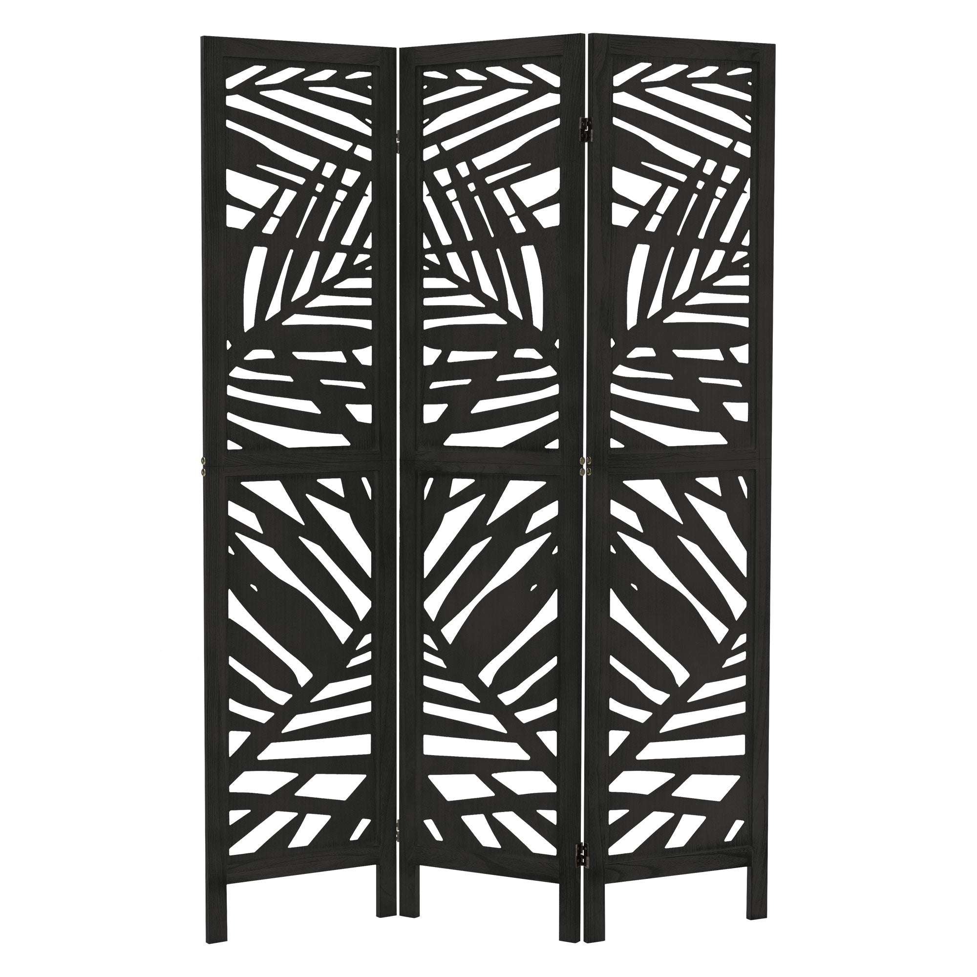 ECD Germany Kyoto paravent bois noir 3 volets 170x121 cm