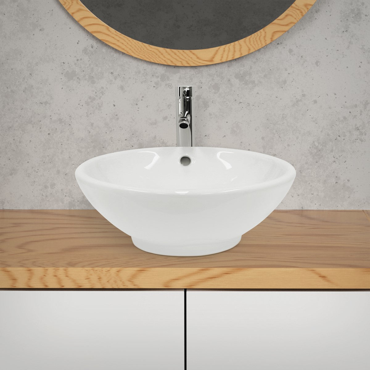 LuxeBath Vasque ronde céramique noir 42 cm avec bonde