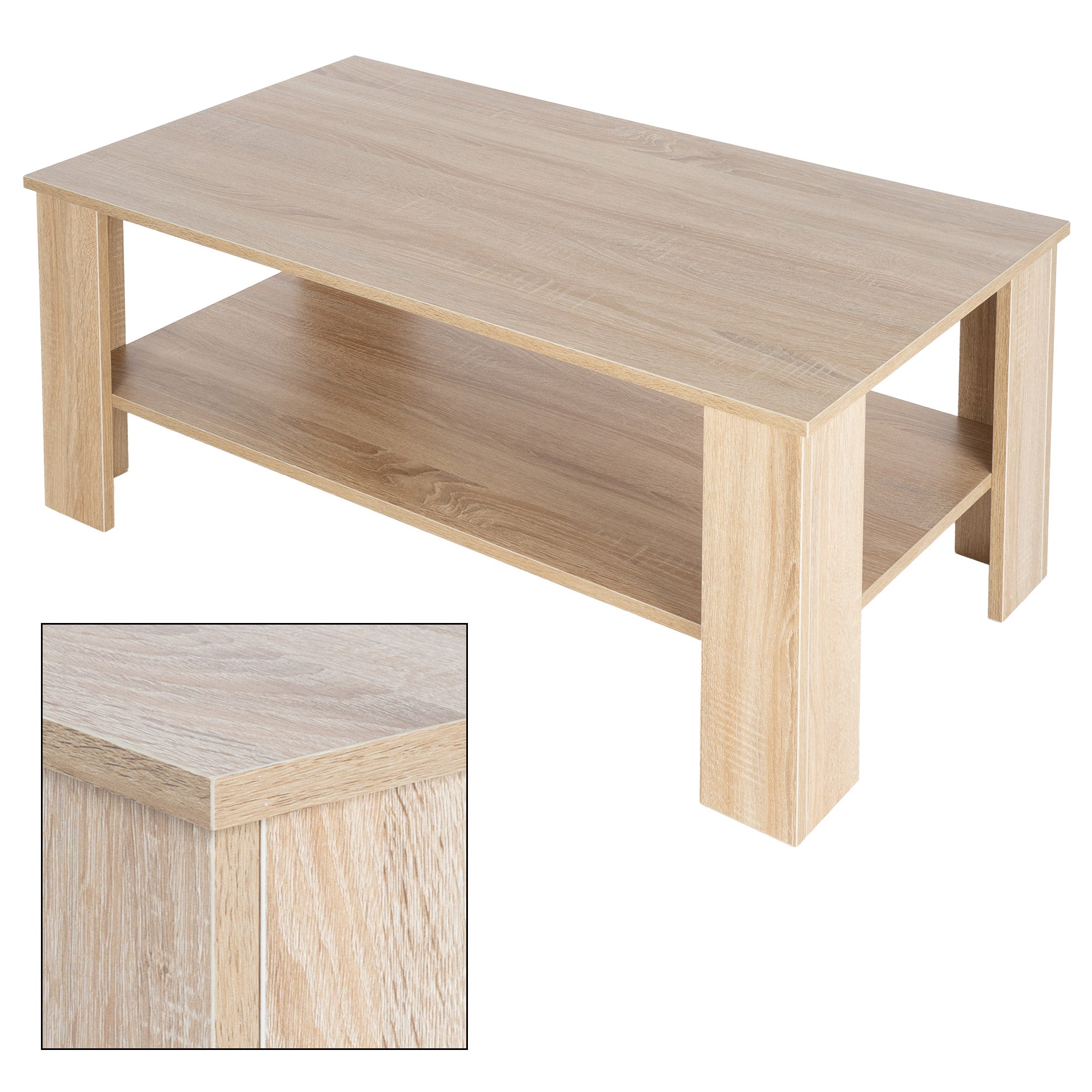 ECD Germany Möbel table basse chêne Sonoma 100x43x57 cm