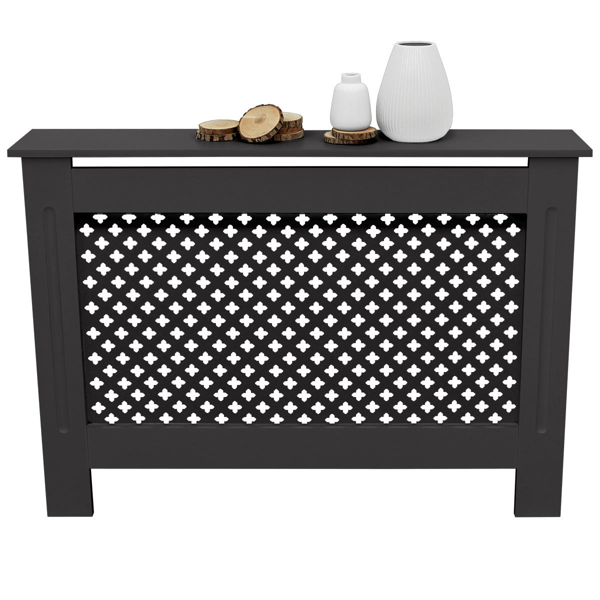 ECD Germany cache radiateur MDF noir 112x19x82 cm losange