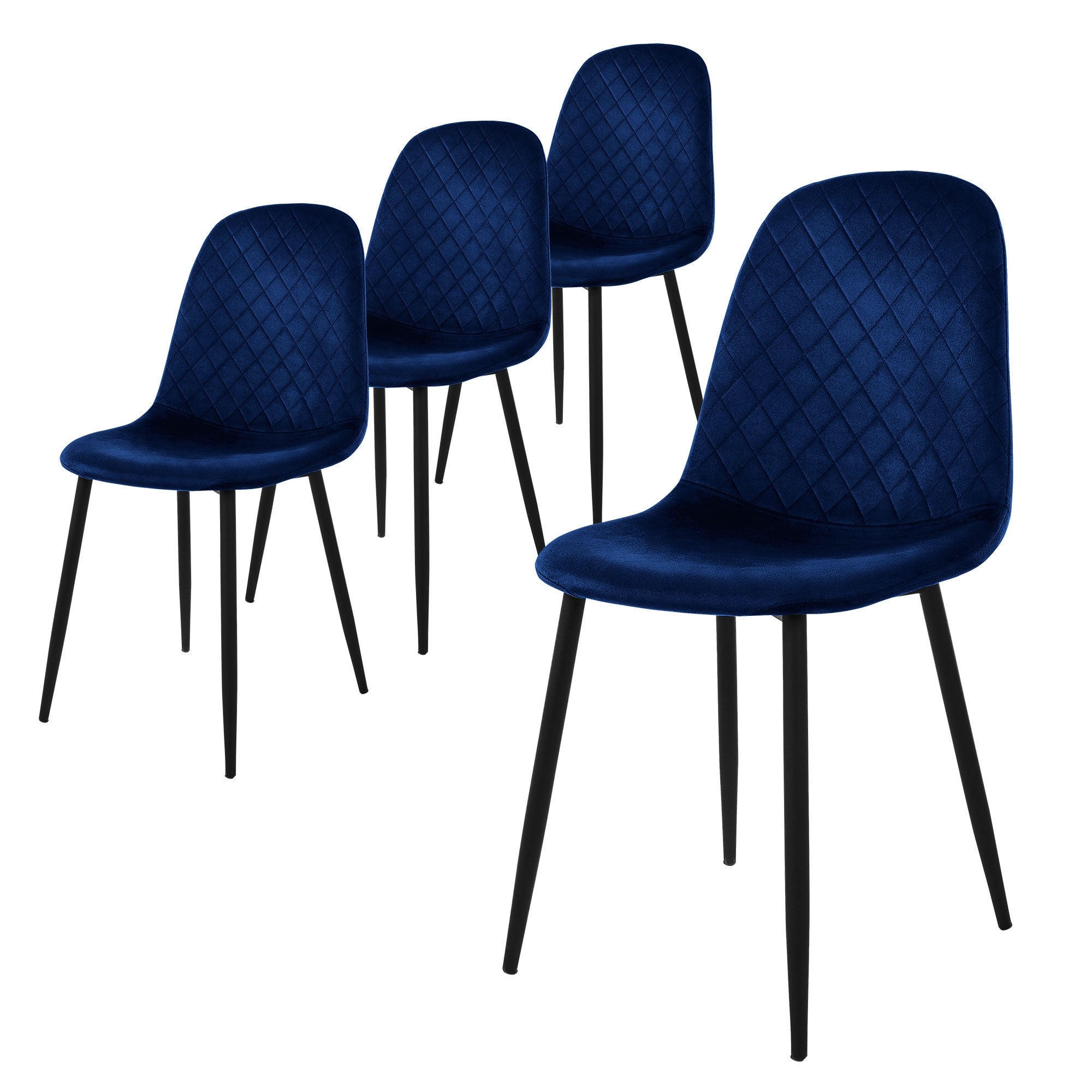 ECD Germany Möbel ML-Design chaise velours anthracite lot de 4 matelassée
