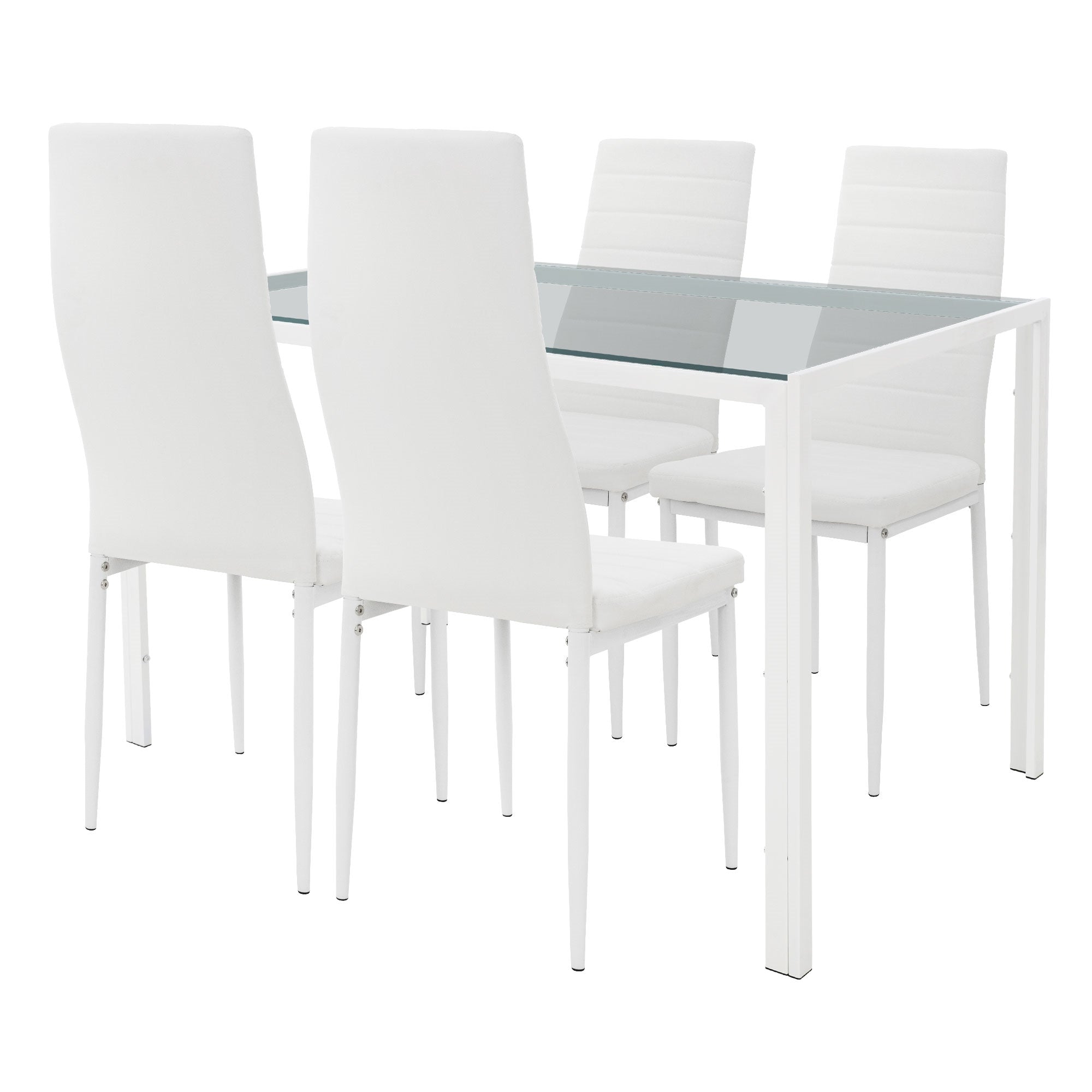ECD Germany ML-Design Ensemble Table Verre + 4 Chaises Noires