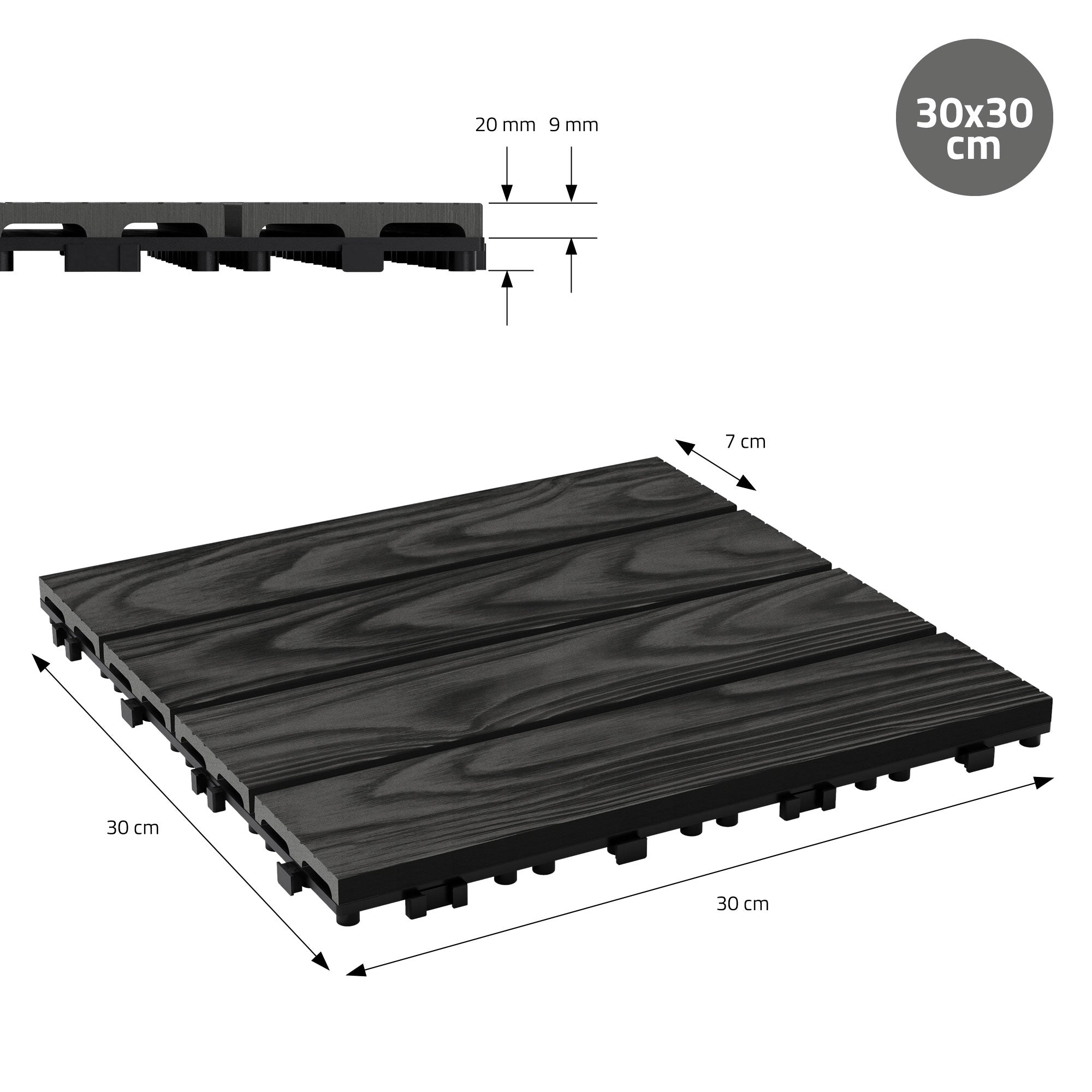 ECD Germany Dalles Terrasse WPC Anthracite 30x30 cm Lot 55