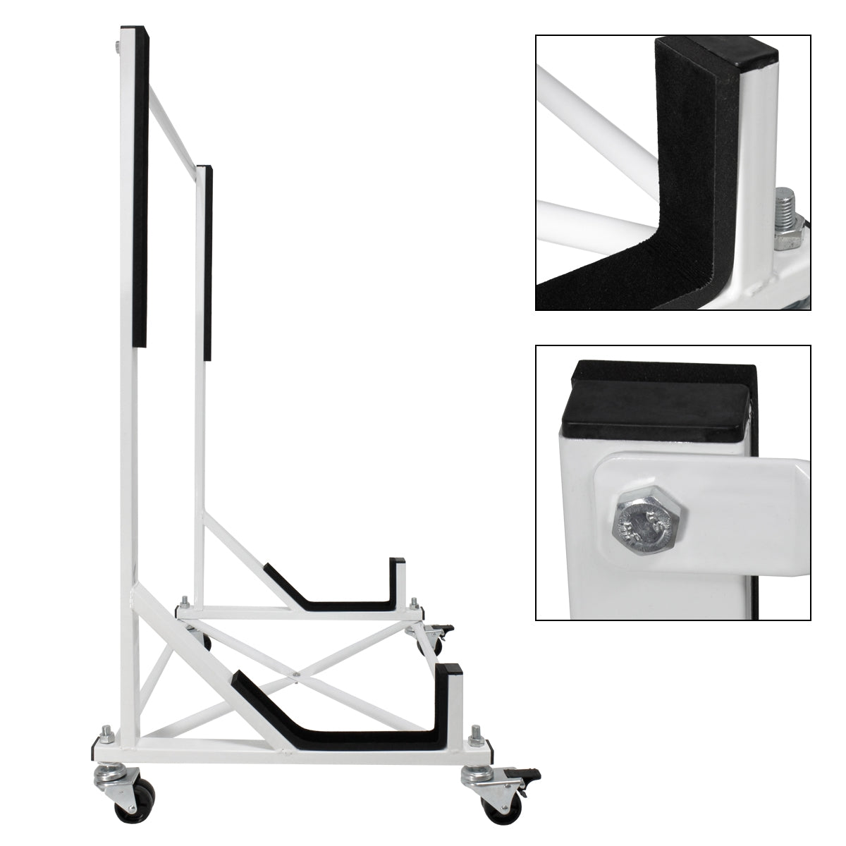 ECD Germany support hardtop blanc acier à roulettes + housse