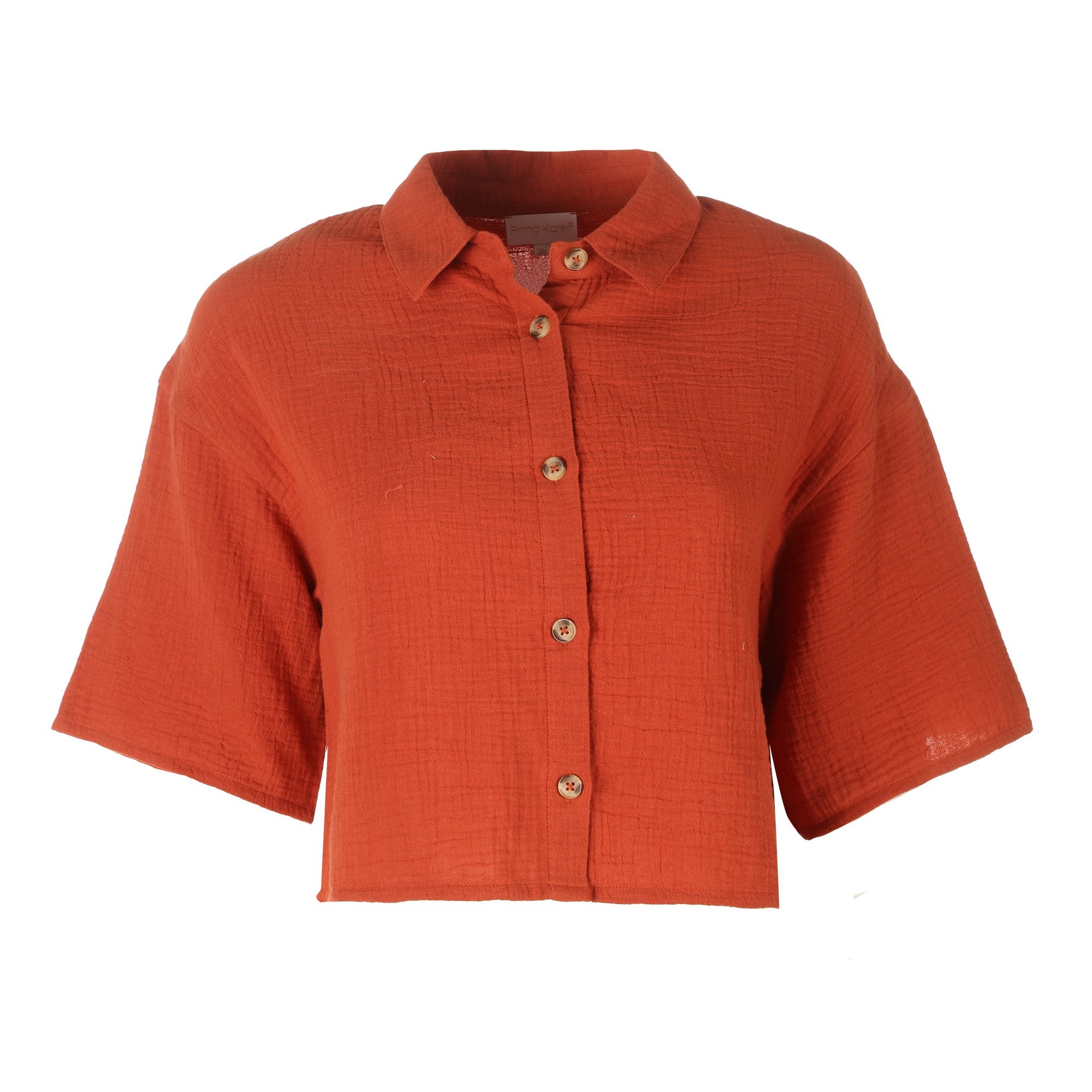 Stokomani Mode Chemise gaze de coton rouge taille 42