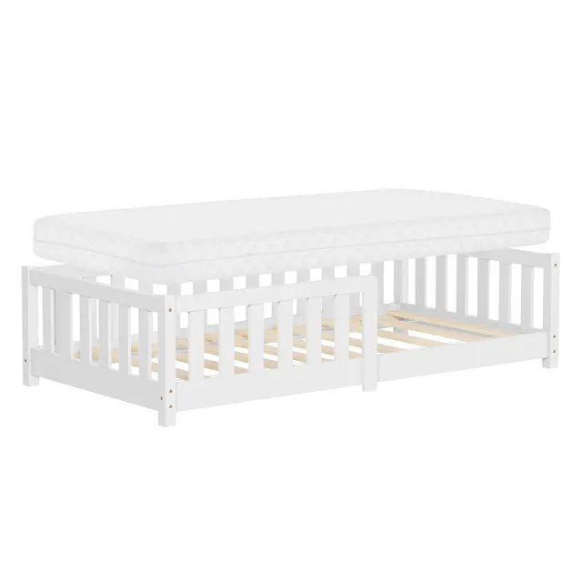 ECD Germany Kinder lit enfant 80x160 blanc pin avec matelas