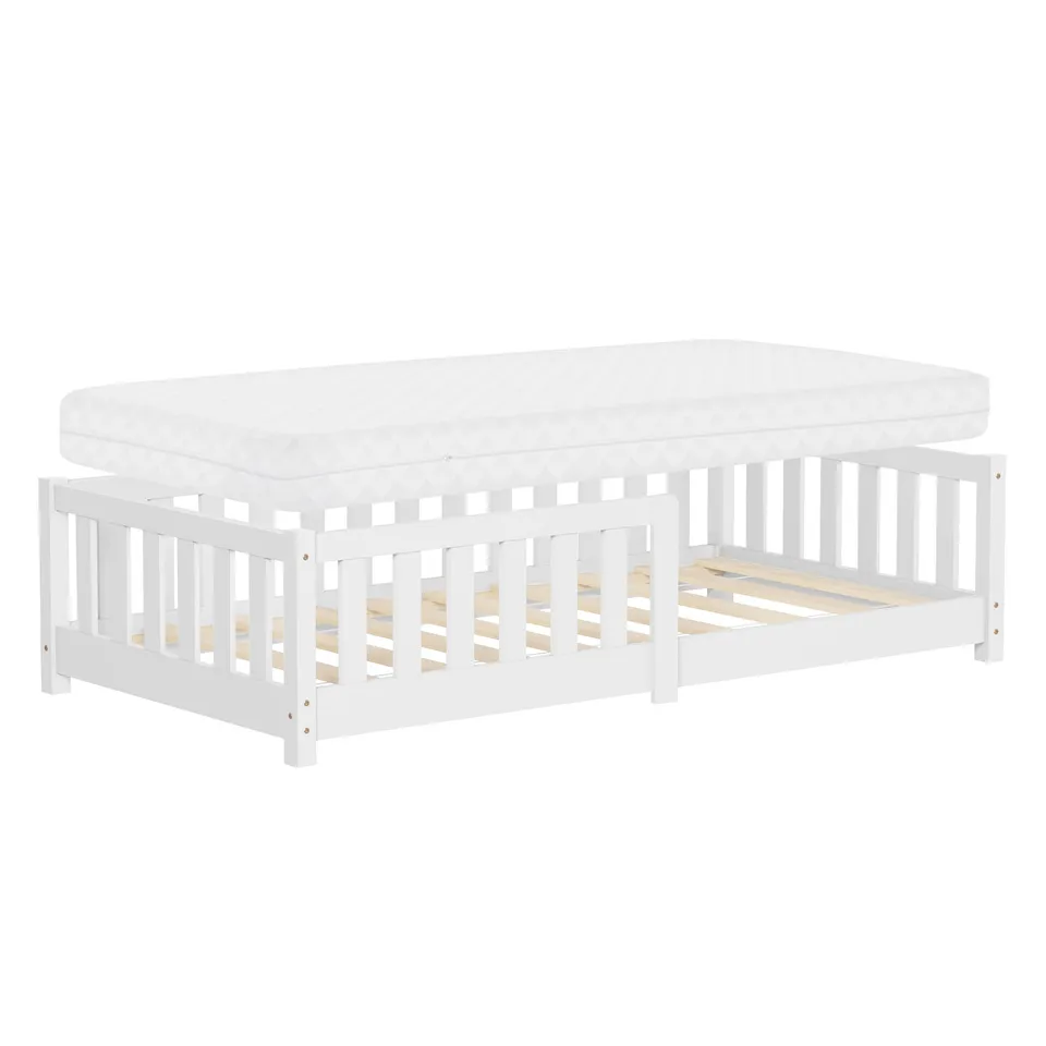 ECD Germany Kinder lit enfant 80x160 blanc pin avec matelas