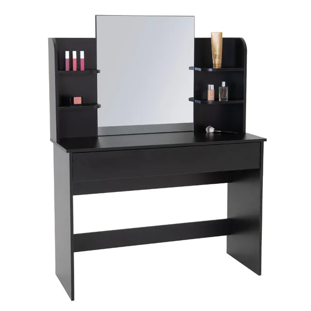 ECD Germany Möbel coiffeuse noire avec miroir 108x40x140 tiroir