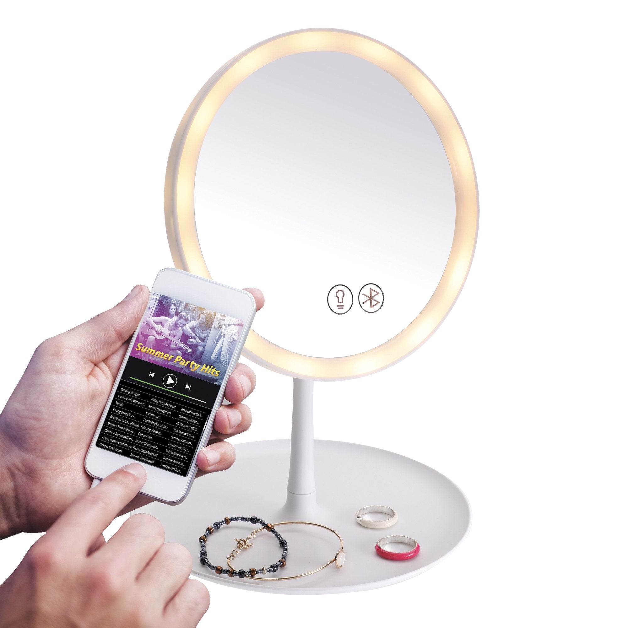 Stokomani Hightech miroir enceinte Bluetooth LED USB
