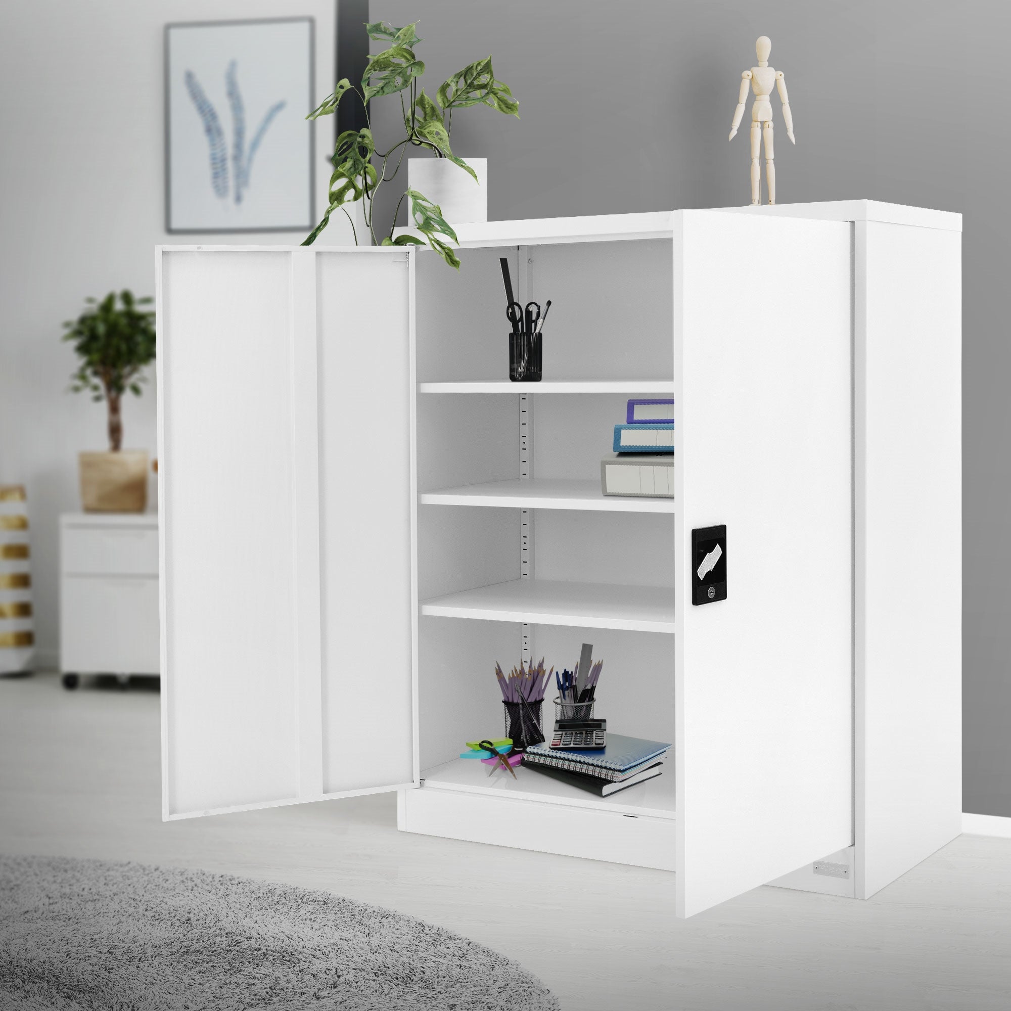 ML-Design 90x40x109 armoire de bureau acier blanc verrouillable
