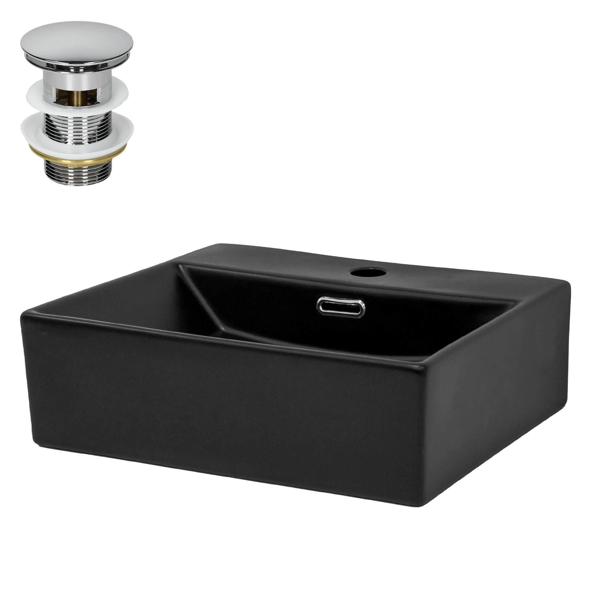 ECD Germany Sanitär lavabo céramique noir 41,5 cm avec bonde