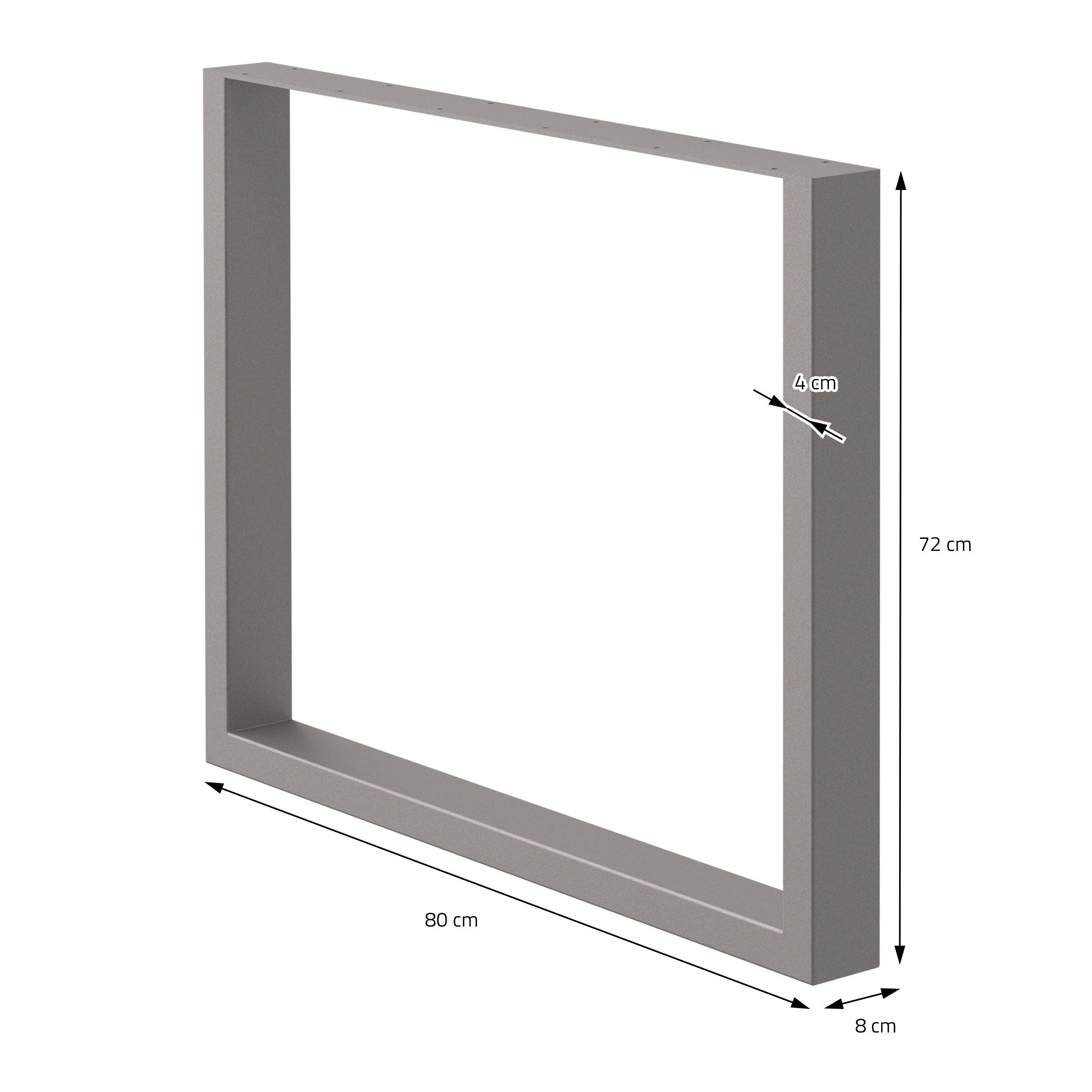 ML-Design pied table U 80x72 gris acier lot de 2