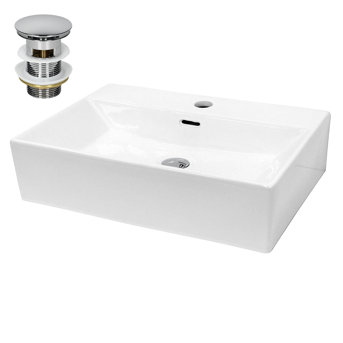 ECD Sanitär LuxeBath 605 lavabo blanc + bonde