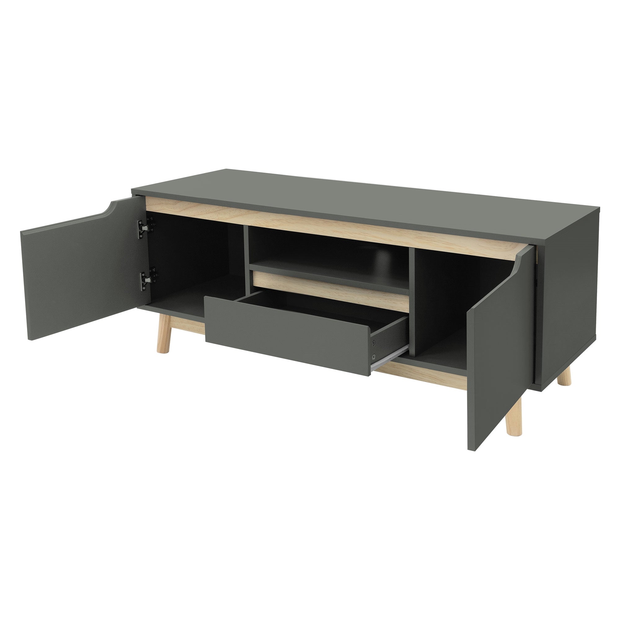ECD Germany ML-Design meuble TV vert mat 120 cm 2 portes