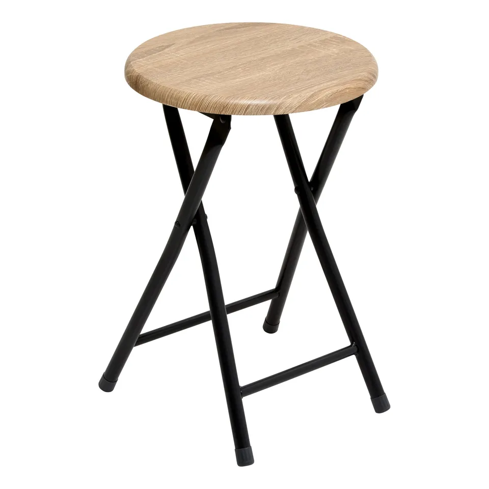 Stokomani Maison tabouret pliant effet bois naturel 30x46 cm