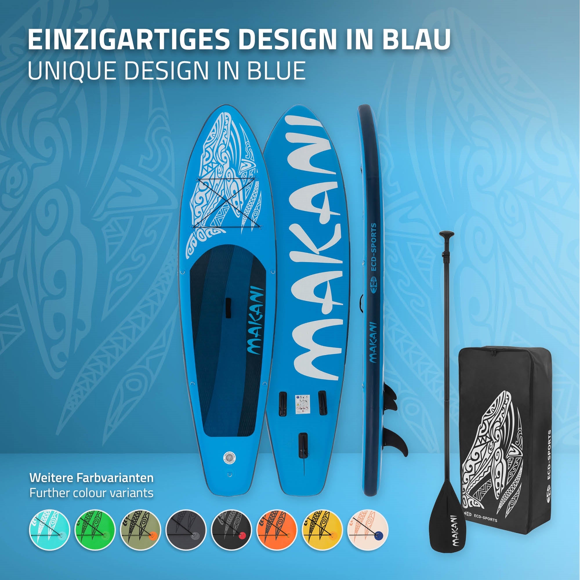 ECD Germany Makani 320 Planche Paddle Gonflable Bleu + Pompe