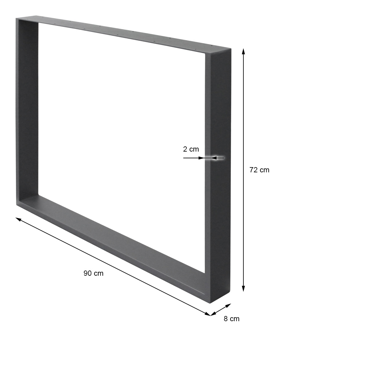 ECD Germany Möbel pieds de table en U anthracite acier 90x72 cm