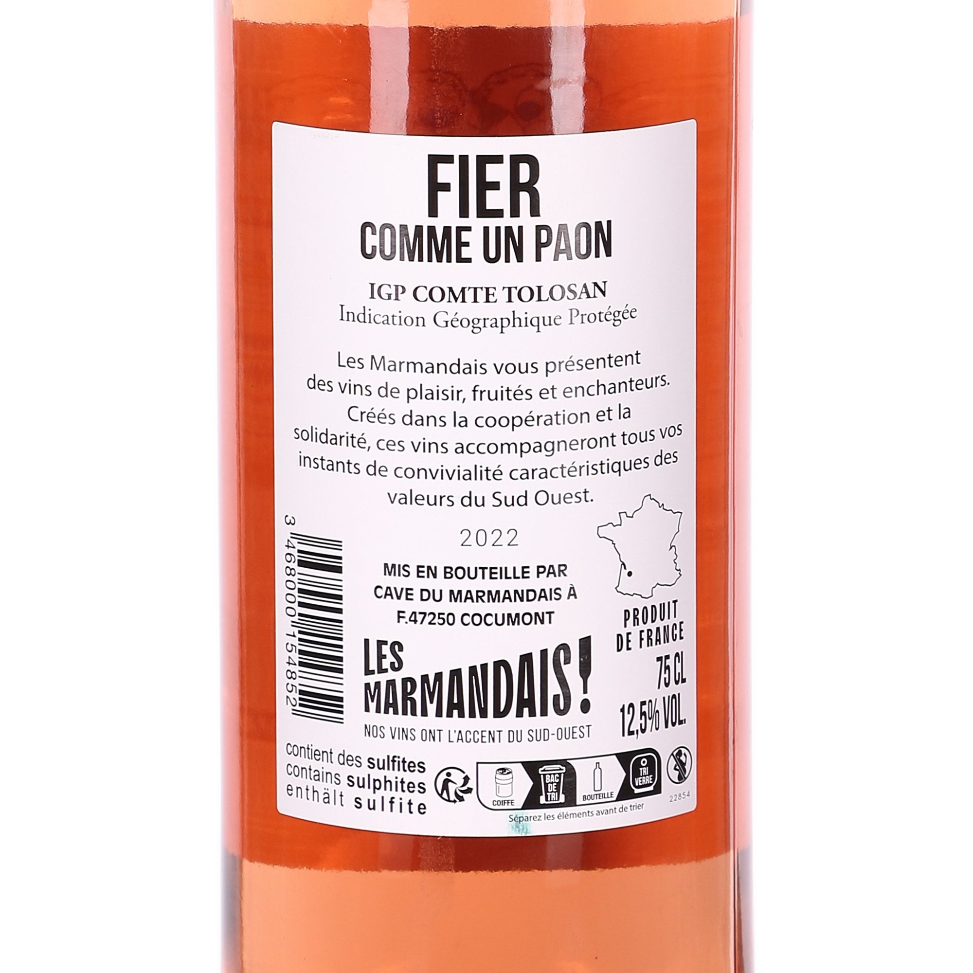 Fier Comme un Paon Merlot Cabernets rosé 2022 75cl