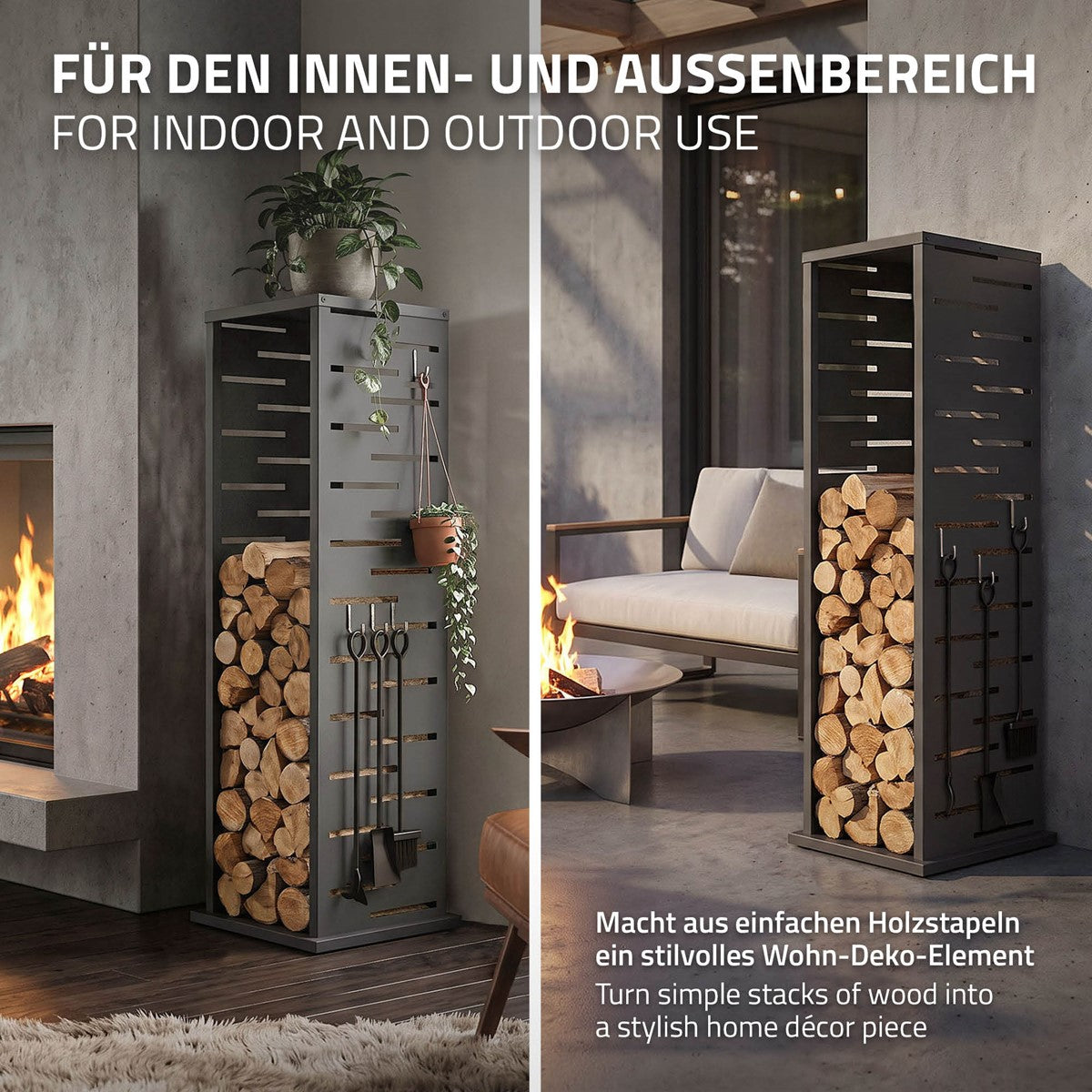 ML-Design range-bûches colonne 37,5x37,5x112 cm anthracite
