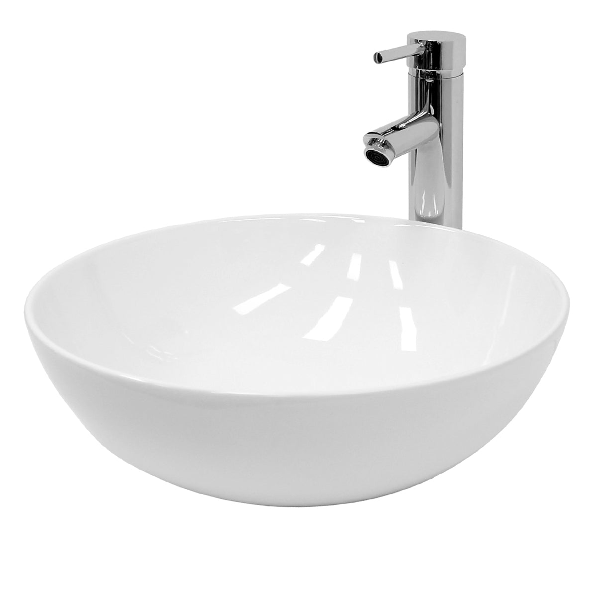 LuxeBath vasque ronde blanche Ø40 cm céramique avec bonde argent
