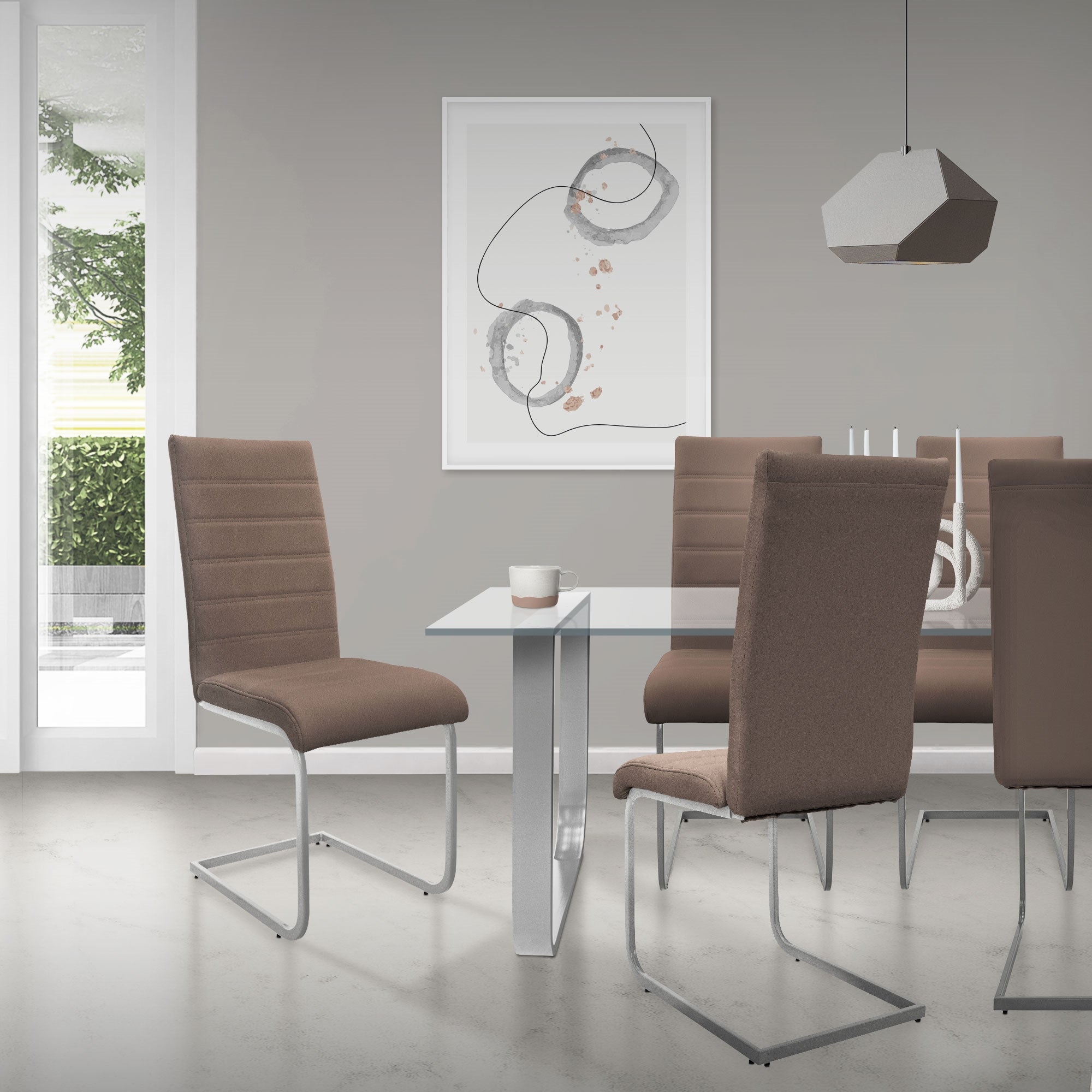 ECD Germany Möbel lot 6 chaises cantilever marron simili cuir