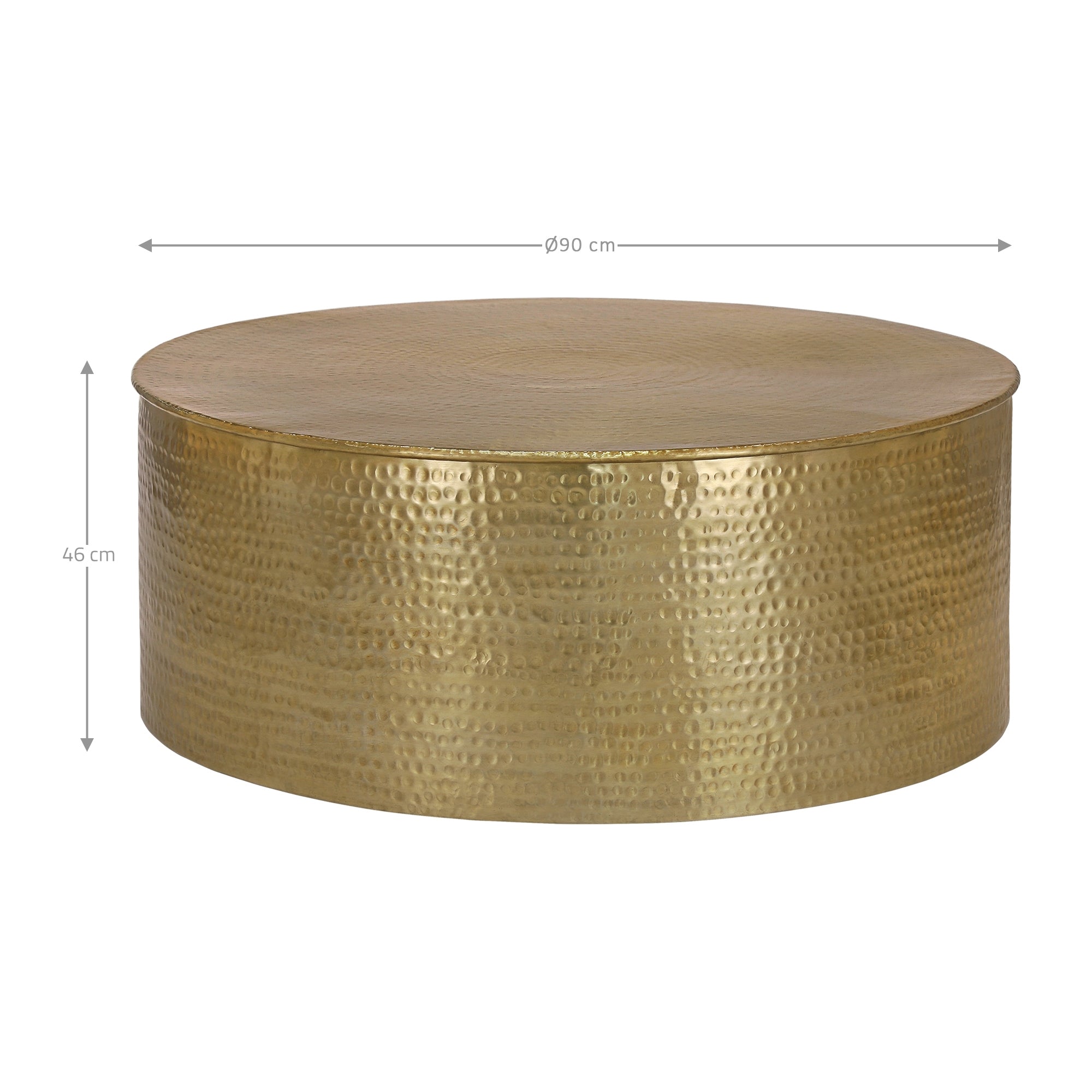 ECD Germany Möbel Table Basse Alu Or 90 cm Martelé