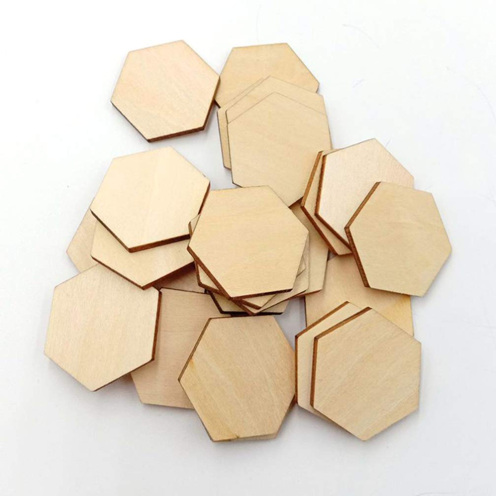 Milisten Art & Crafts 50 Hexagones bois brut Taille 9