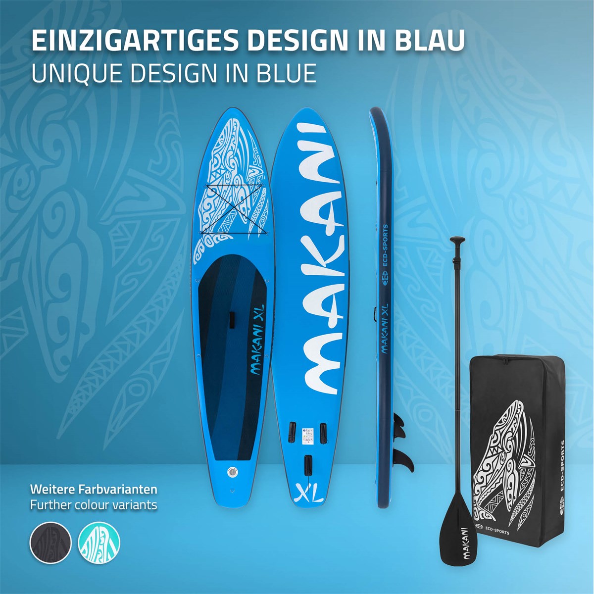 ECD Germany Makani XL 380 paddle gonflable bleu pompe incluse